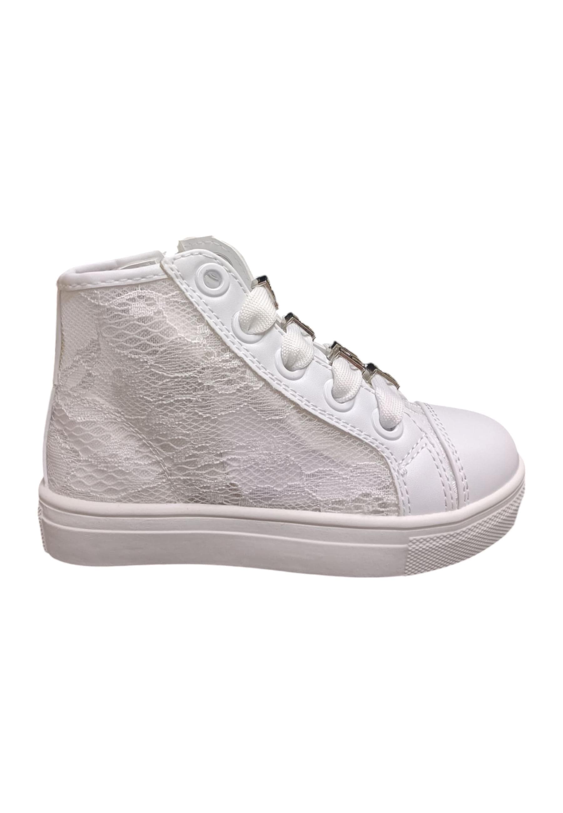 Scarpe sneakers Bambine e ragazze ferrè BUTTER  bianco laccio e zip laterale - 11