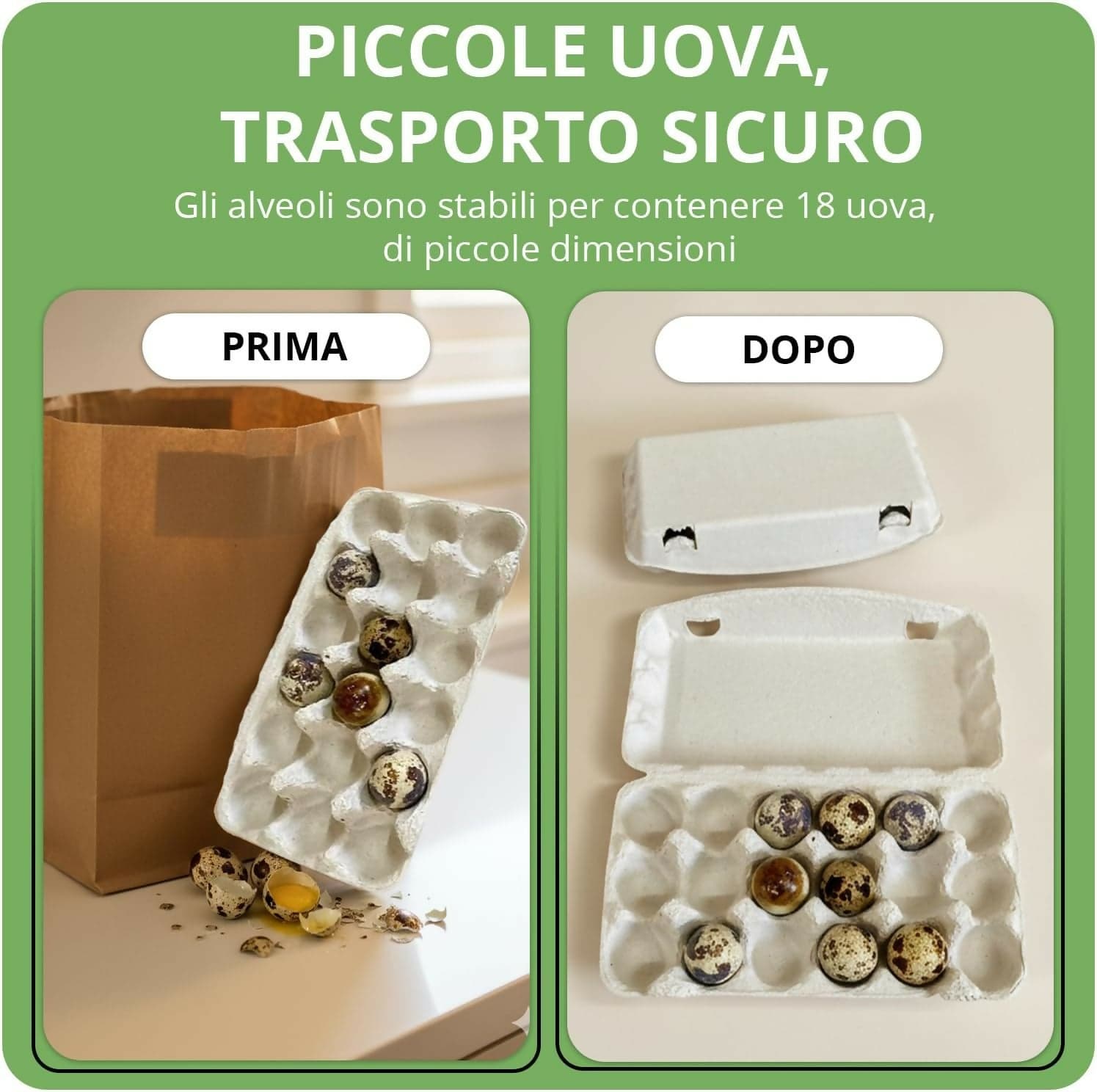 50x Confezioni da 18 Uova di Quaglia In Cartone Con Coperchio Portauova da Materiale Riciclato in Scatole e vassoi per uova Cartoniuova.it - Offida, commercioVirtuoso.it