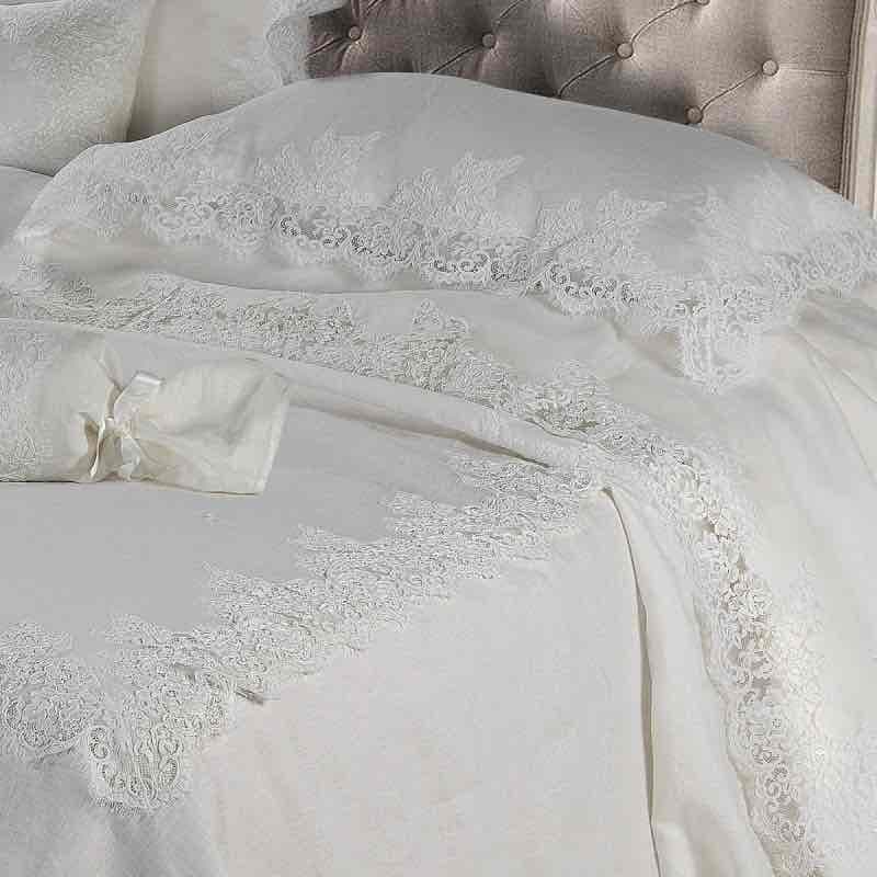 Coordinato Letto Matrimoniale Lino Pizzo Rebrodè David Creta in Set di lenzuola e federe The King Luxury - San Marcellino, commercioVirtuoso.it