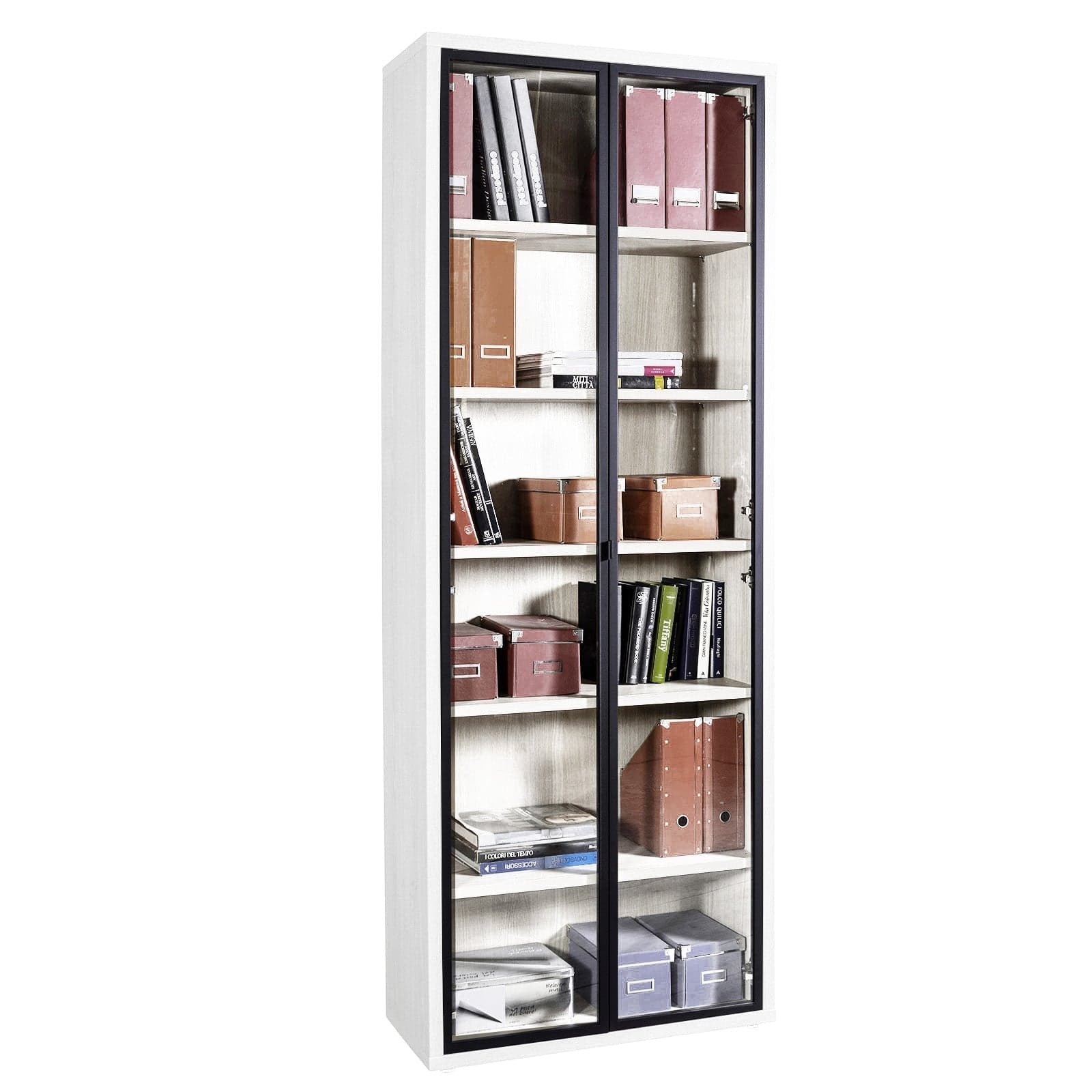 Libreria larga con 2 ante in vetro da ufficio e cameretta arredamento "Made in Italy" Casa e cucina/Arredamento/Studio/Mobiletti e credenze/Librerie Decor Space - Altamura, Commerciovirtuoso.it