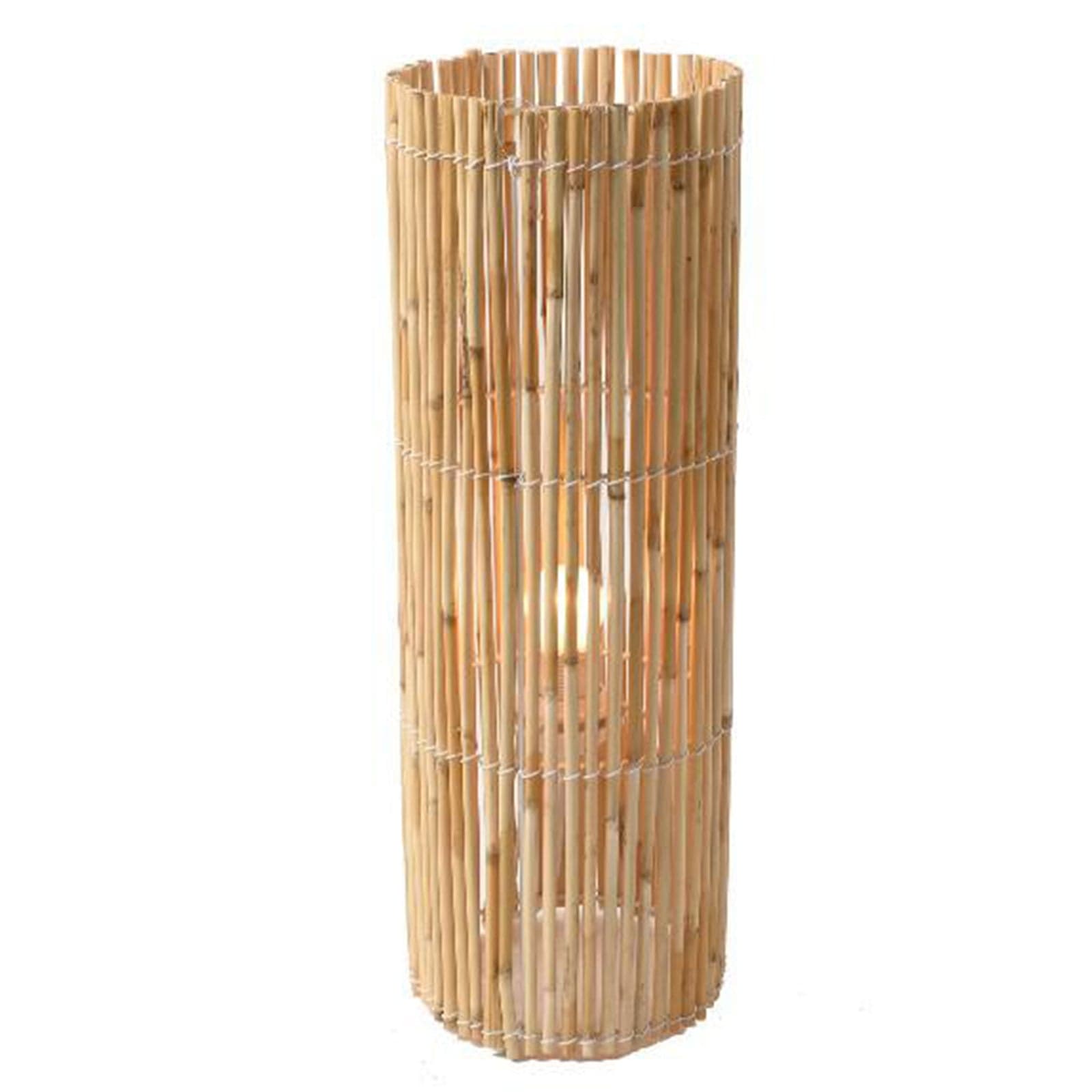 Lampada da terra tonda e rettangolare per giardino in bamboo e metallo - 3