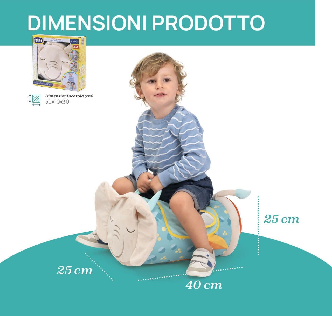 CHICCO Rullo Elefante Sensoriale - gioco morbido ed interattivo - centro di attività sensoriali - da 0 mesi in Giochi elettronici Sanitaria Gioia del Bimbo - Villa San Giovanni, commercioVirtuoso.it