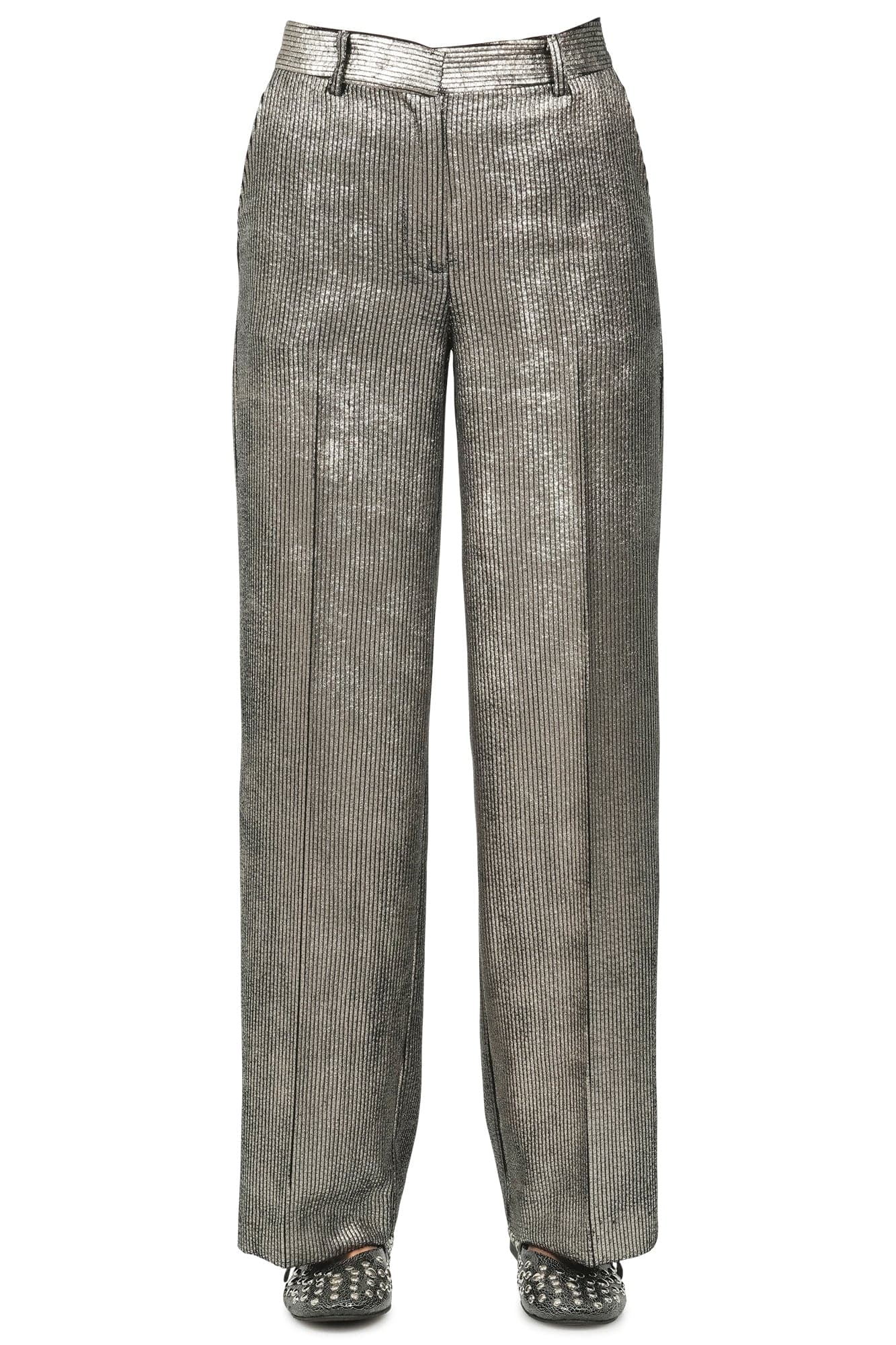 OTTOD'AME Ottod'ame - Pantalone - 461125 - Nero/Platino da donna in Pantaloni Drestige - Casamassima, commercioVirtuoso.it