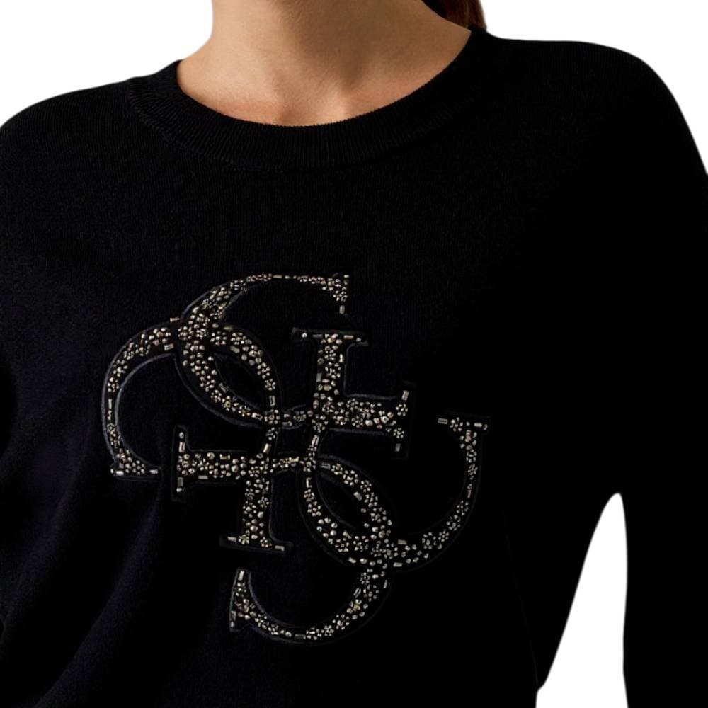 Guess maglione nero con logo borchie SYLVIE W5BR42Z26I2JBLK in Maglioni Prodotti di Classe - Nocera Superiore, commercioVirtuoso.it