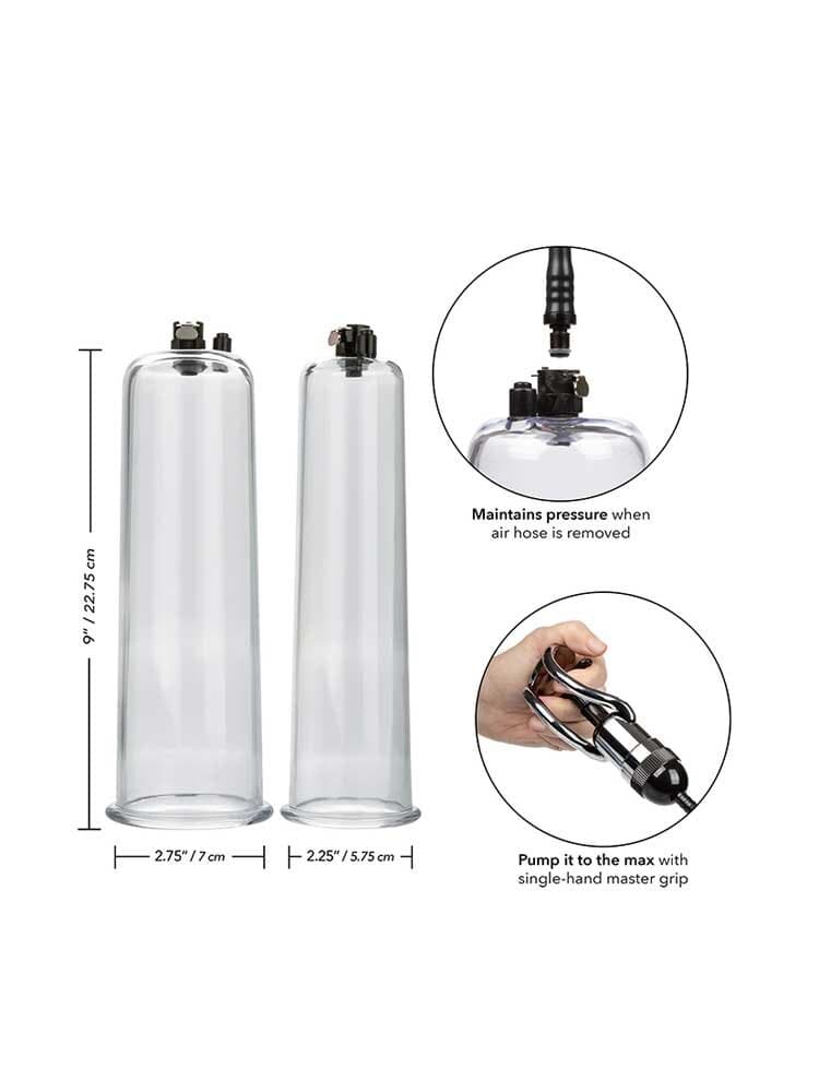 CalExotics Optimum Series Maximum Results Pump Set – Set Pompa per Pene con 2 Cilindri, Pompa Master Grip, Valvola di Rilascio Rapido, Materiali Sicuri in prodotto Erosdom - Palmi, commercioVirtuoso.it