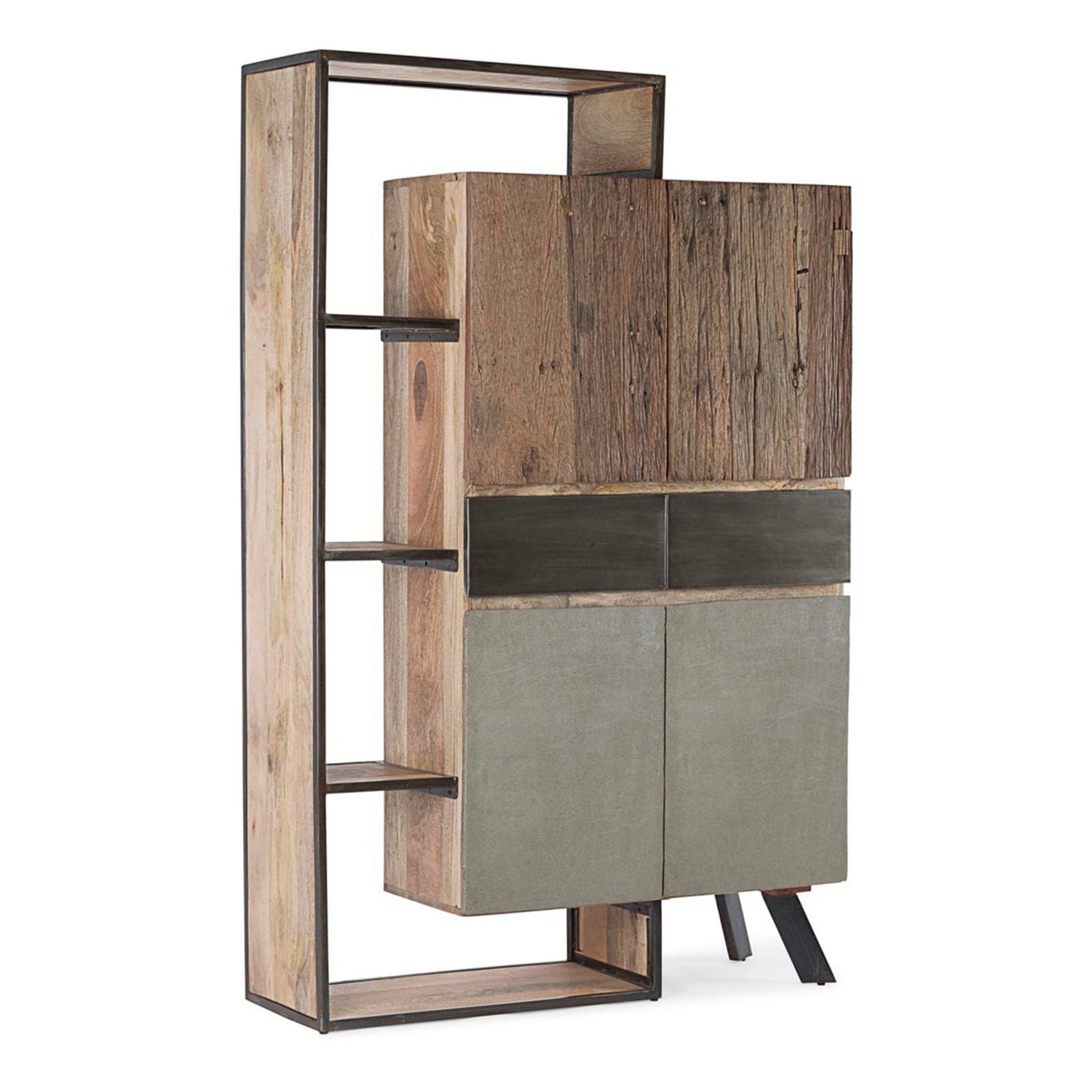 Credenza "Manchester" con struttura in legno di mango e acciaio, cassetti in legno riciclato, stile moderno - 22