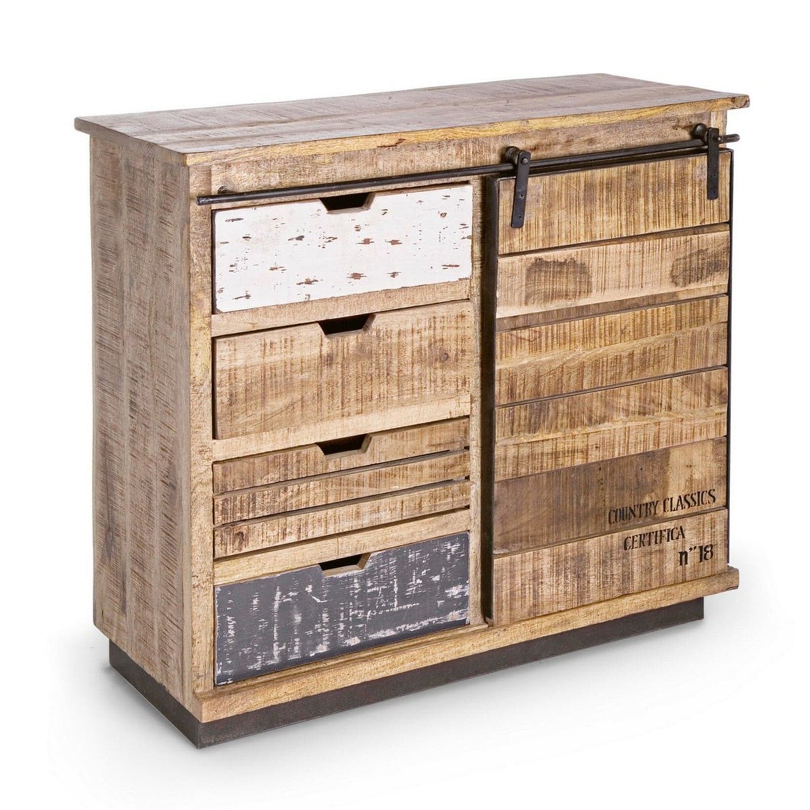 Credenza "Tudor" con struttura in mango e base in acciaio, stile industriale - 21