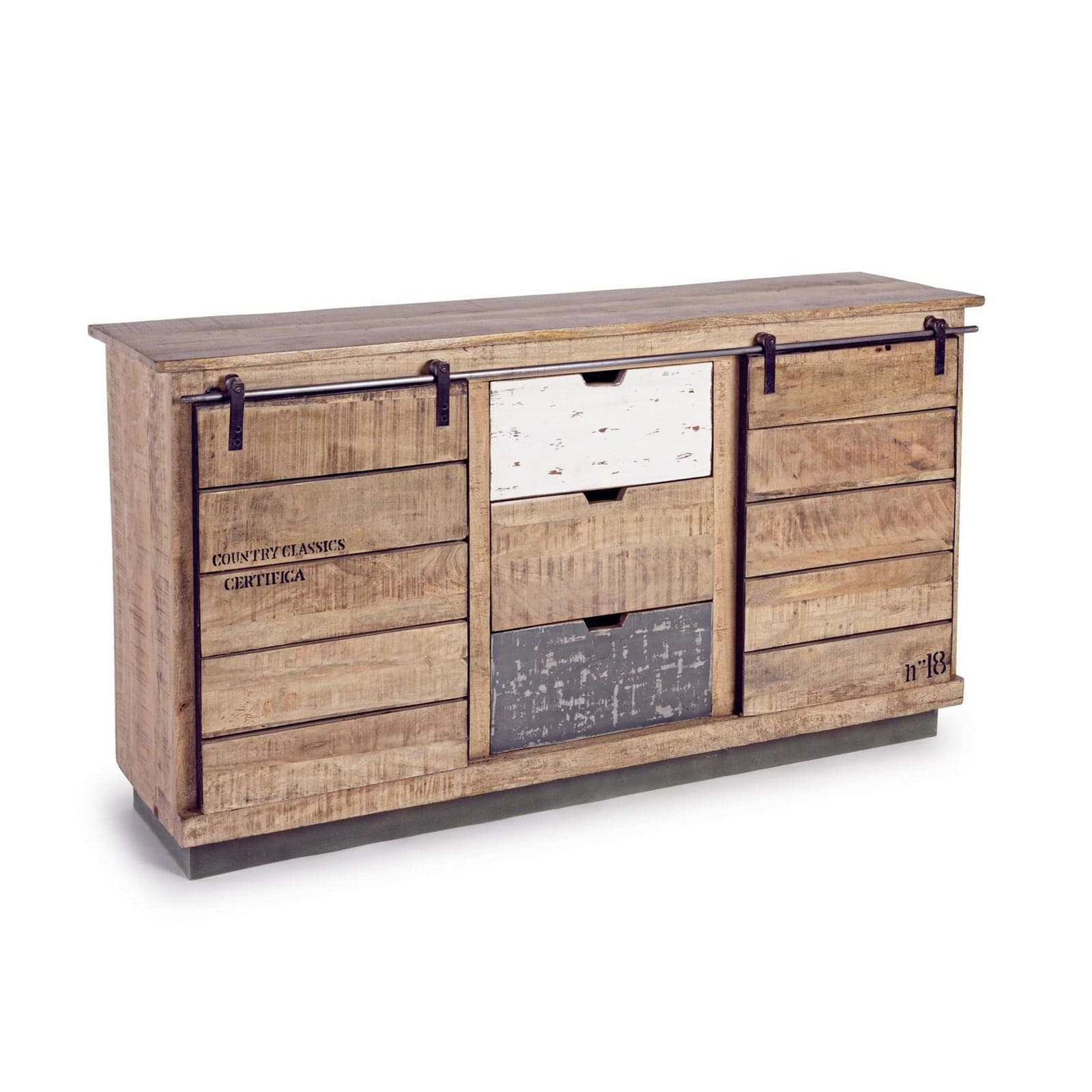 Credenza "Tudor" con struttura in mango e base in acciaio, stile industriale - 23