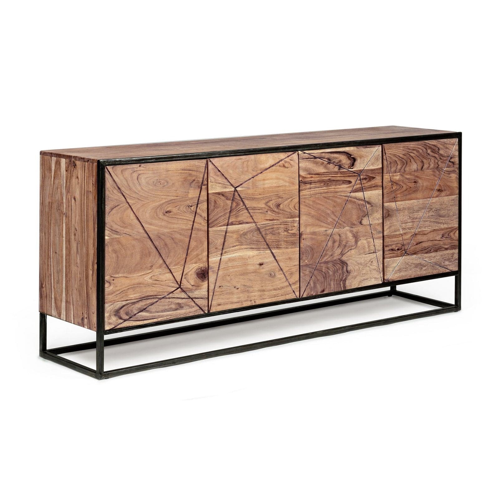 Credenza "Egon" con struttura in legno di acacia e acciaio, schienale in compensato, stile moderno - 18