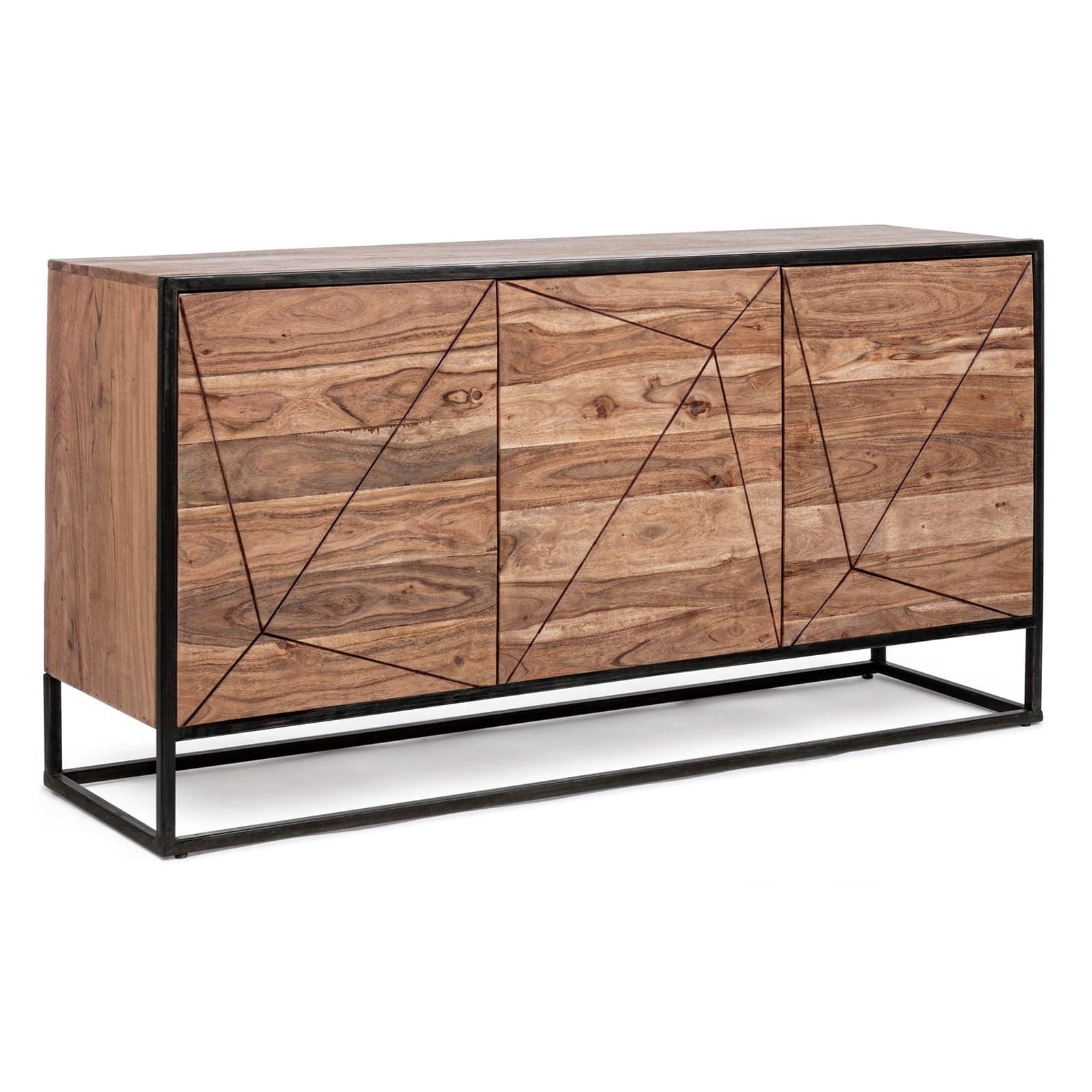 Credenza "Egon" con struttura in legno di acacia e acciaio, schienale in compensato, stile moderno - 19
