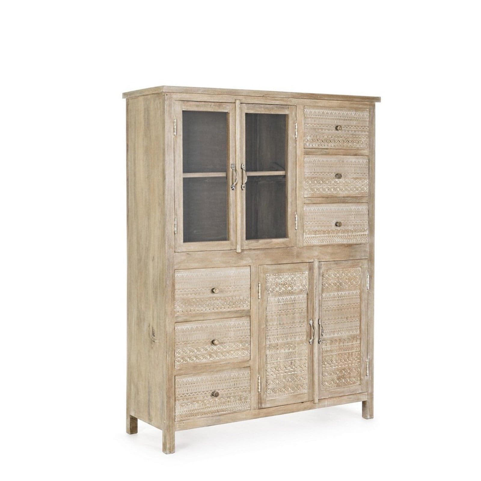 Credenza "Mayra" con struttura in legno di mango, decorazioni a mano, stile naturale - 23