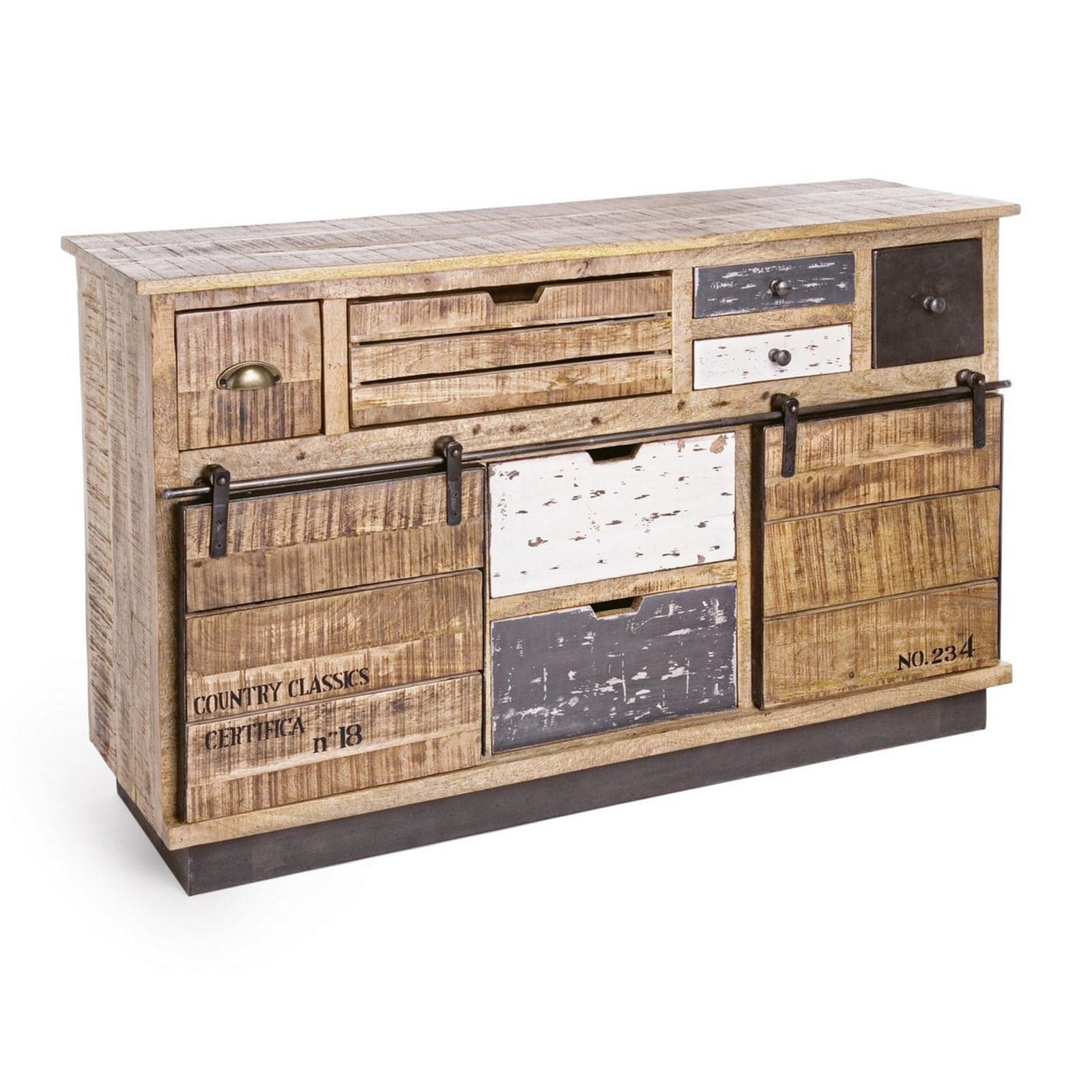 Credenza "Tudor" con struttura in mango e base in acciaio, stile industriale - 22