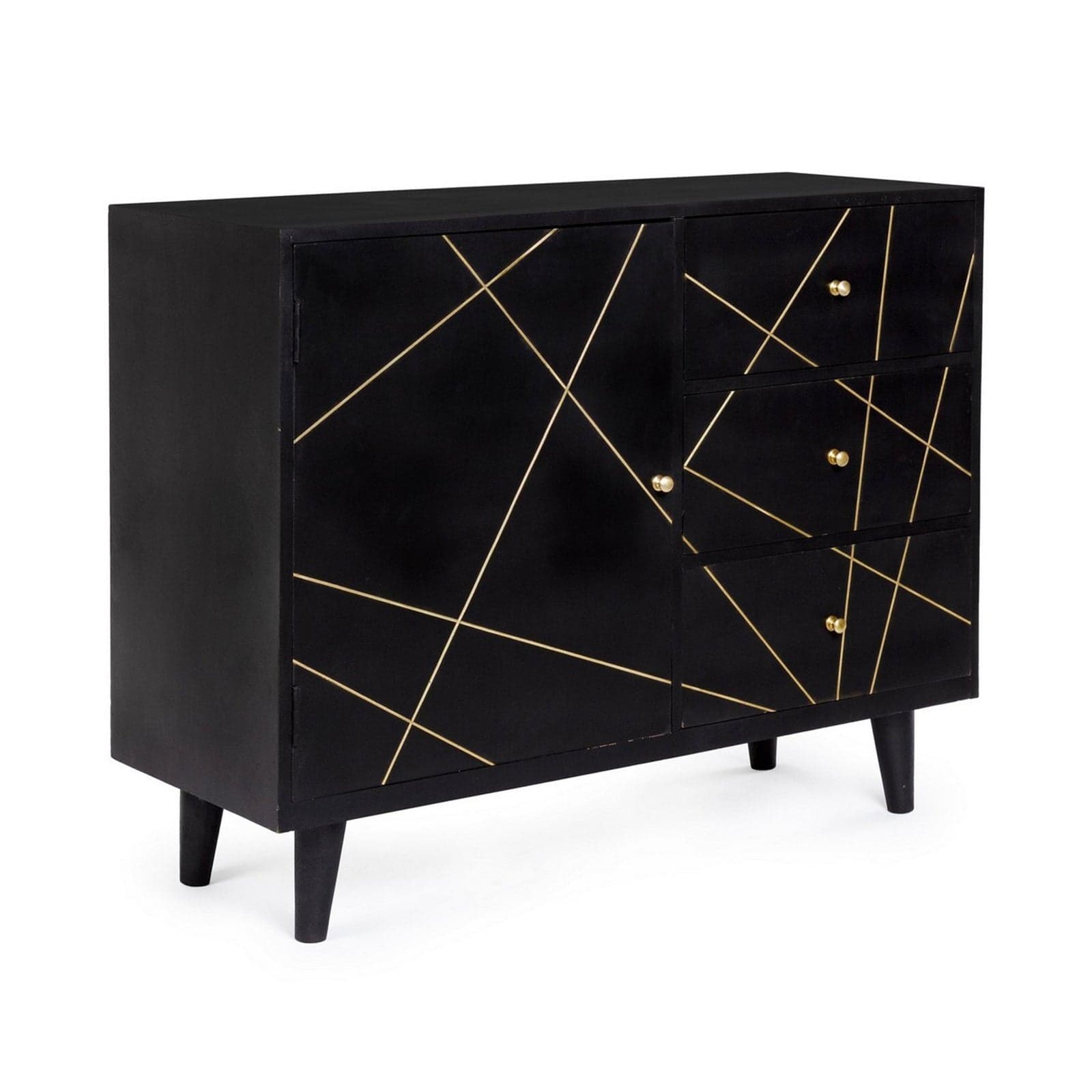Credenza "Lineas" con struttura in legno di mango, cassetti in mdf, stile moderno - 13