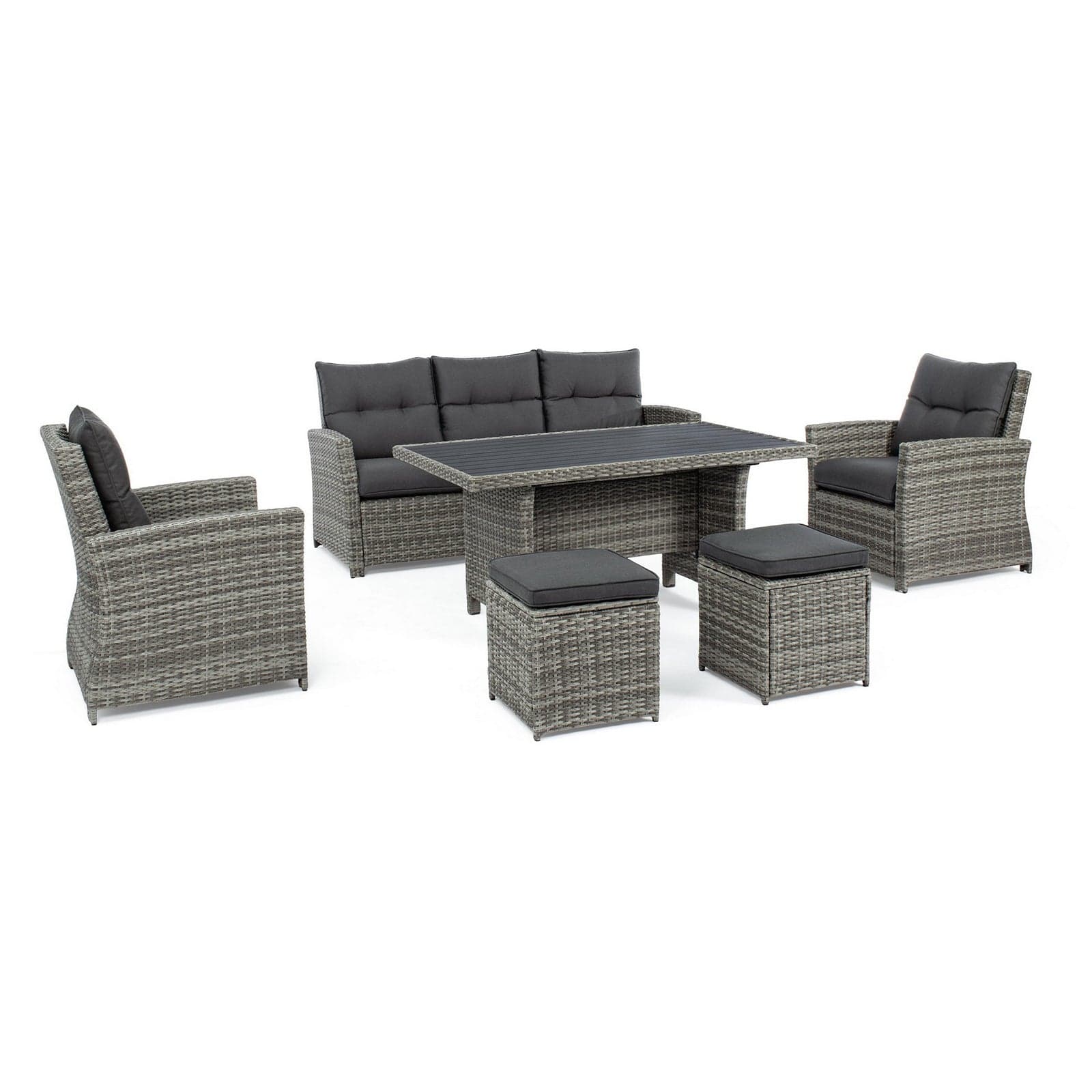 Salotto "Ariel" con poltrone, divanetto, pouf e tavolino, struttura in alluminio, per esterno - 21