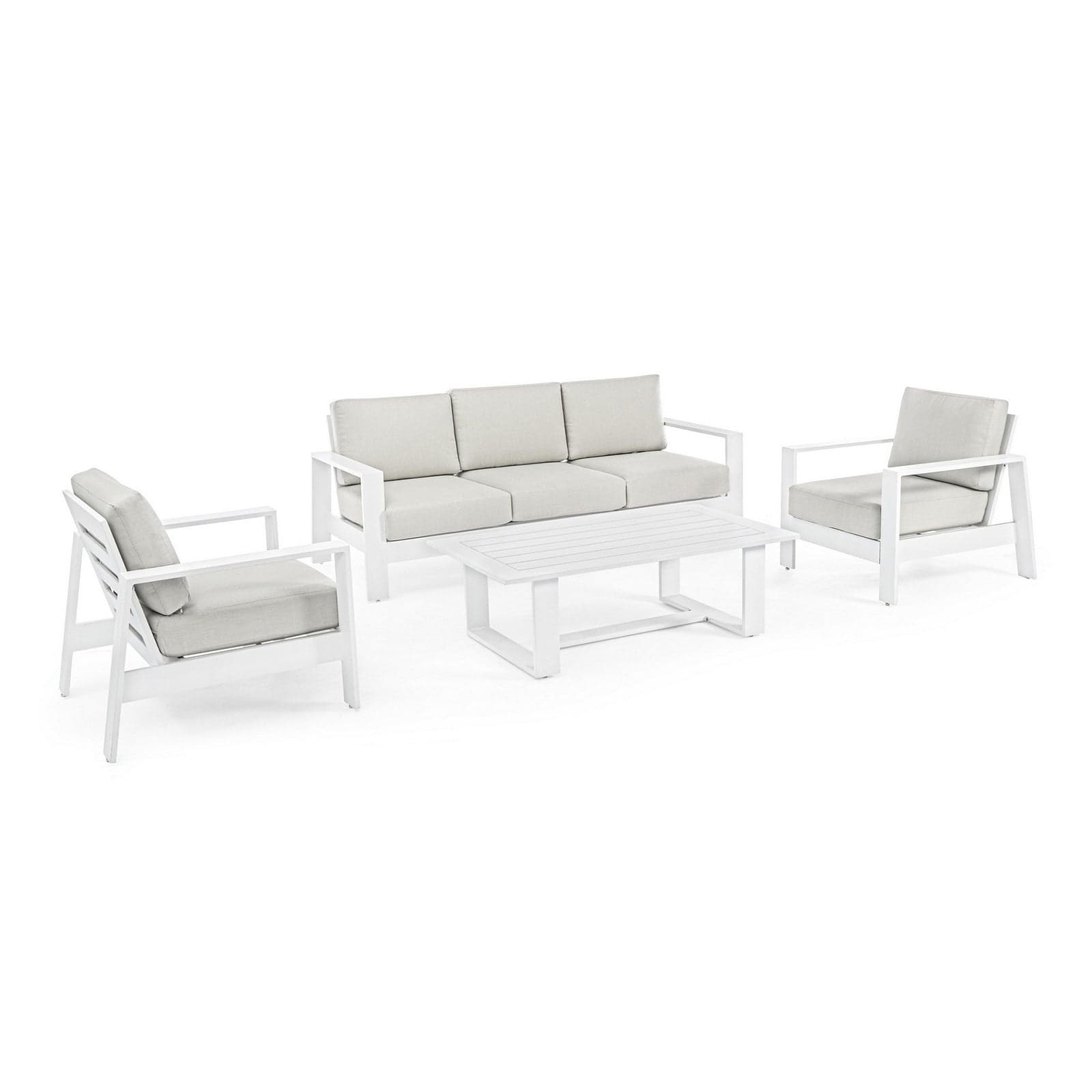 Salotto con poltrone e tavolino "Baltic" struttura in alluminio per veranda e giardino - 22