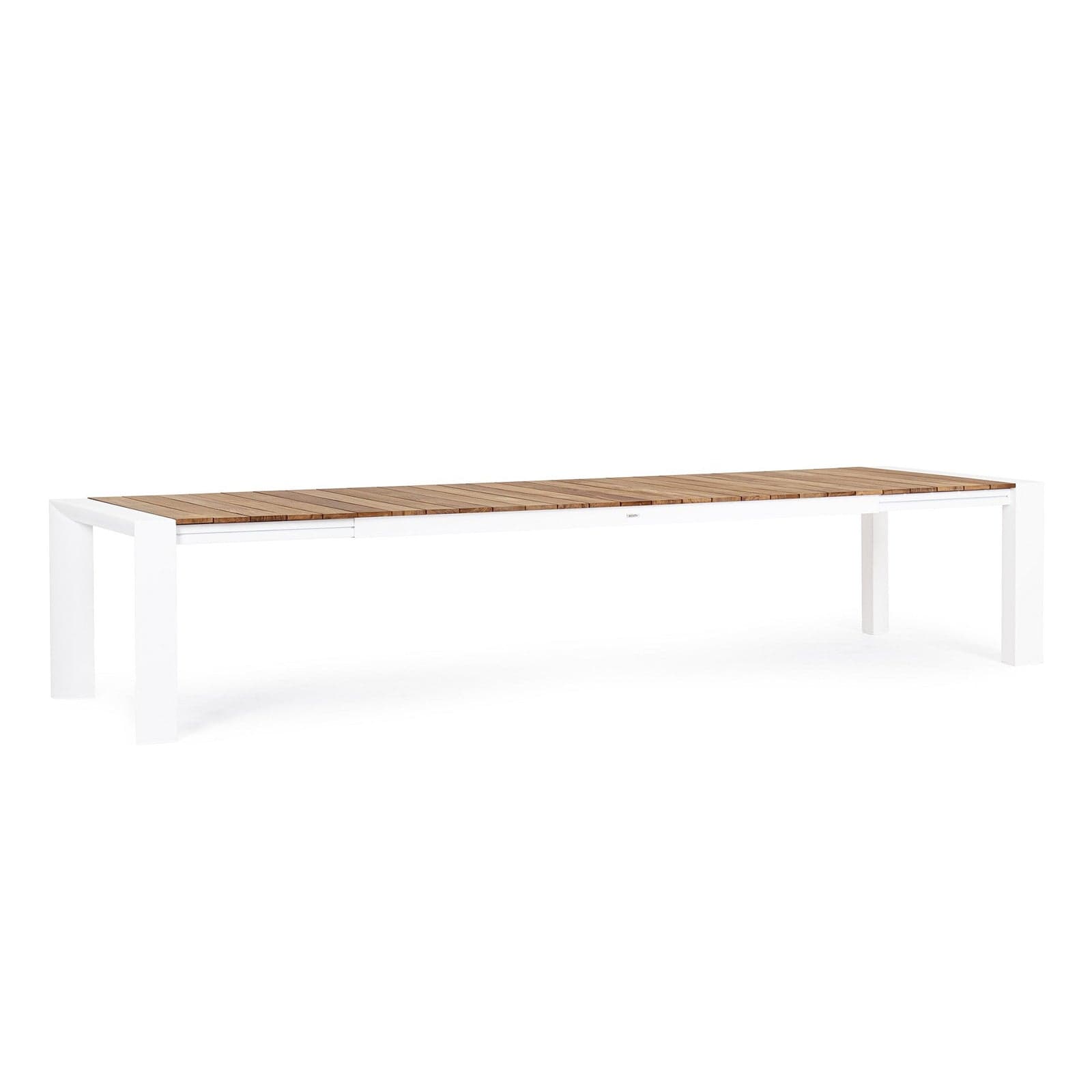 Tavolo allungabile "Cameron" con struttura in alluminio, piano in teak, stile moderno - 24