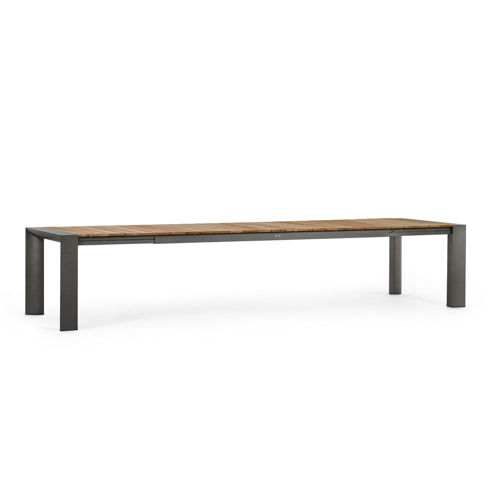 Tavolo allungabile "Cameron" con struttura in alluminio, piano in teak, stile moderno - 23