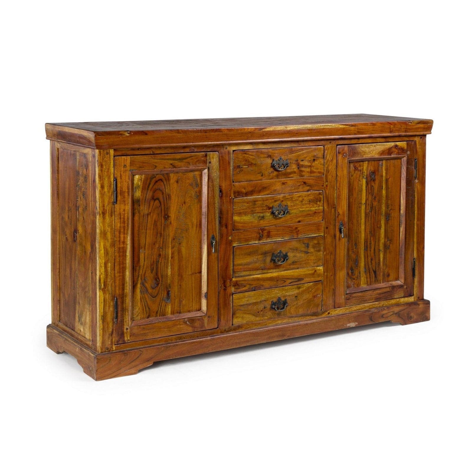 Credenza "Chateaux" in legno di acacia indiano massiccio, con finitura rustica, stile rustico - 21
