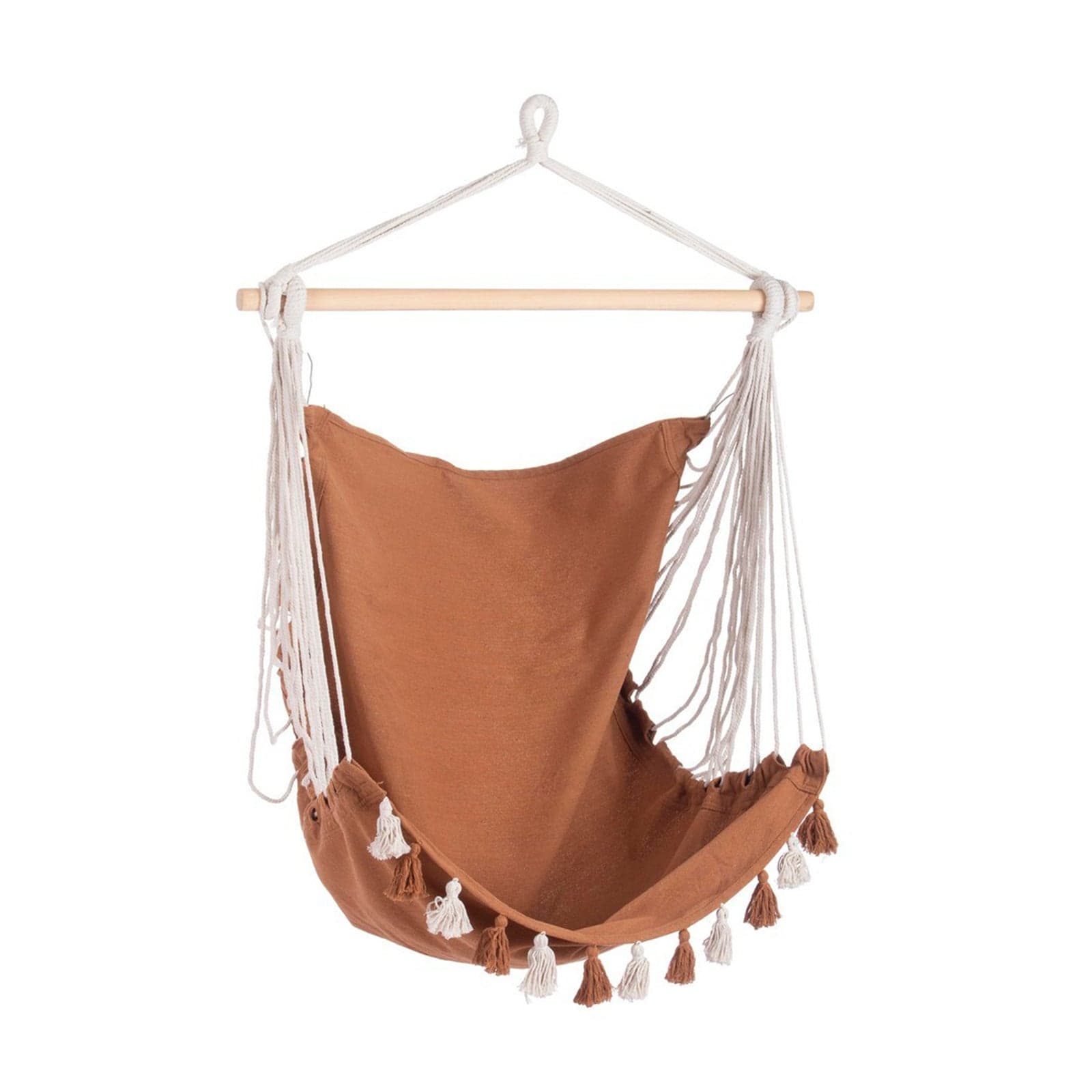 Amaca pensile sospesa "Tassel", con barra in legno, seduta comoda, per interno ed esterno, 130 cm - 3