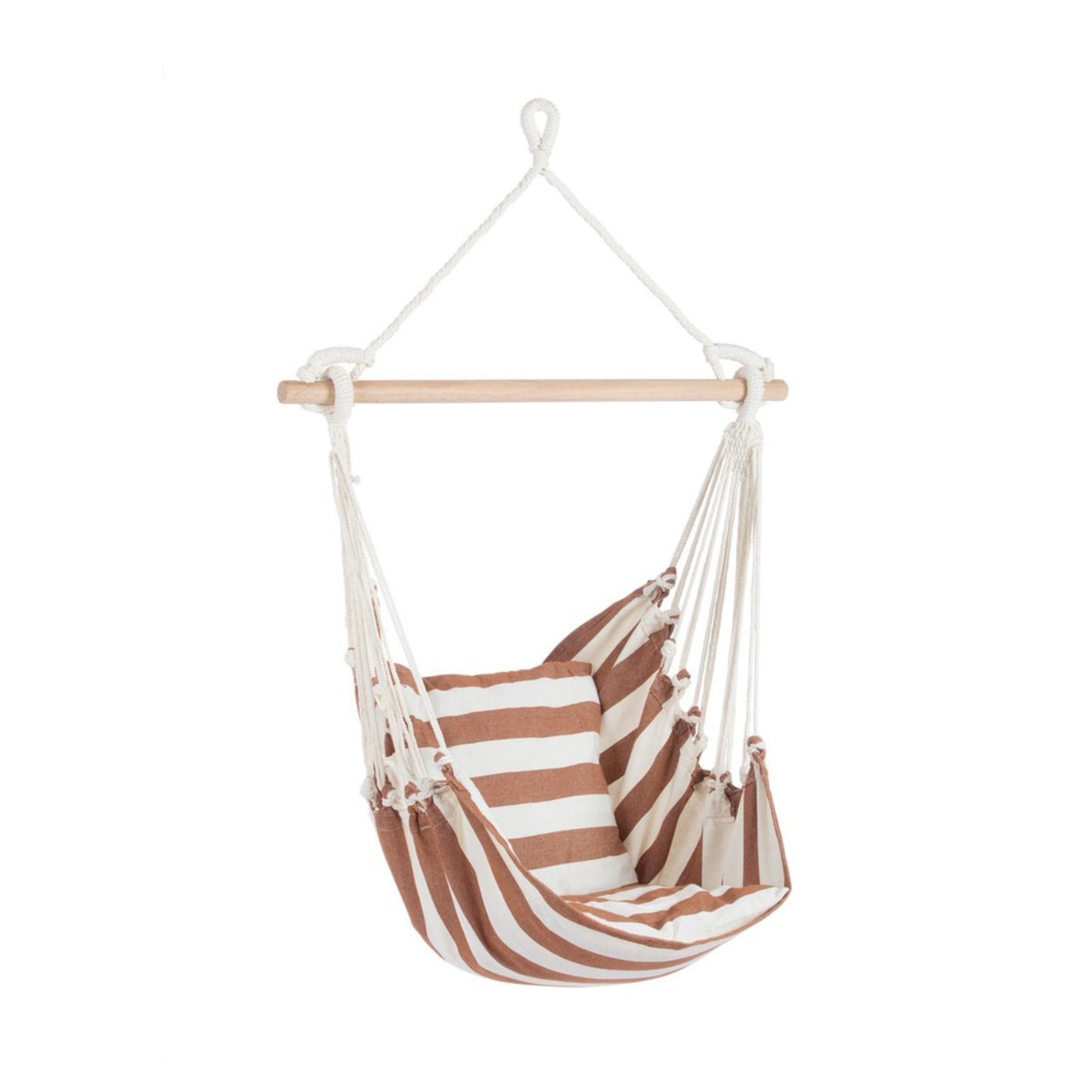 Amaca pensile sospesa "Relax", con barra in legno, seduta comoda, per interno ed esterno, 100 cm - 3