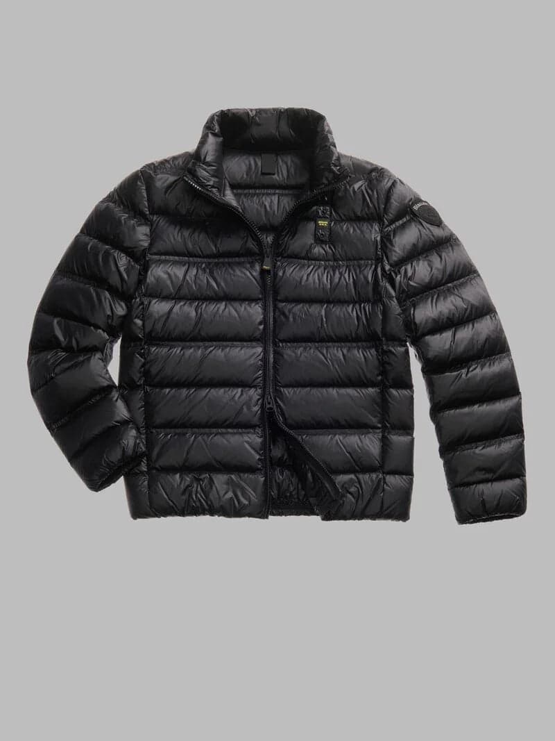 Blauer giubbino uomo Belmont piumino lucido nero con collo coreana fronte