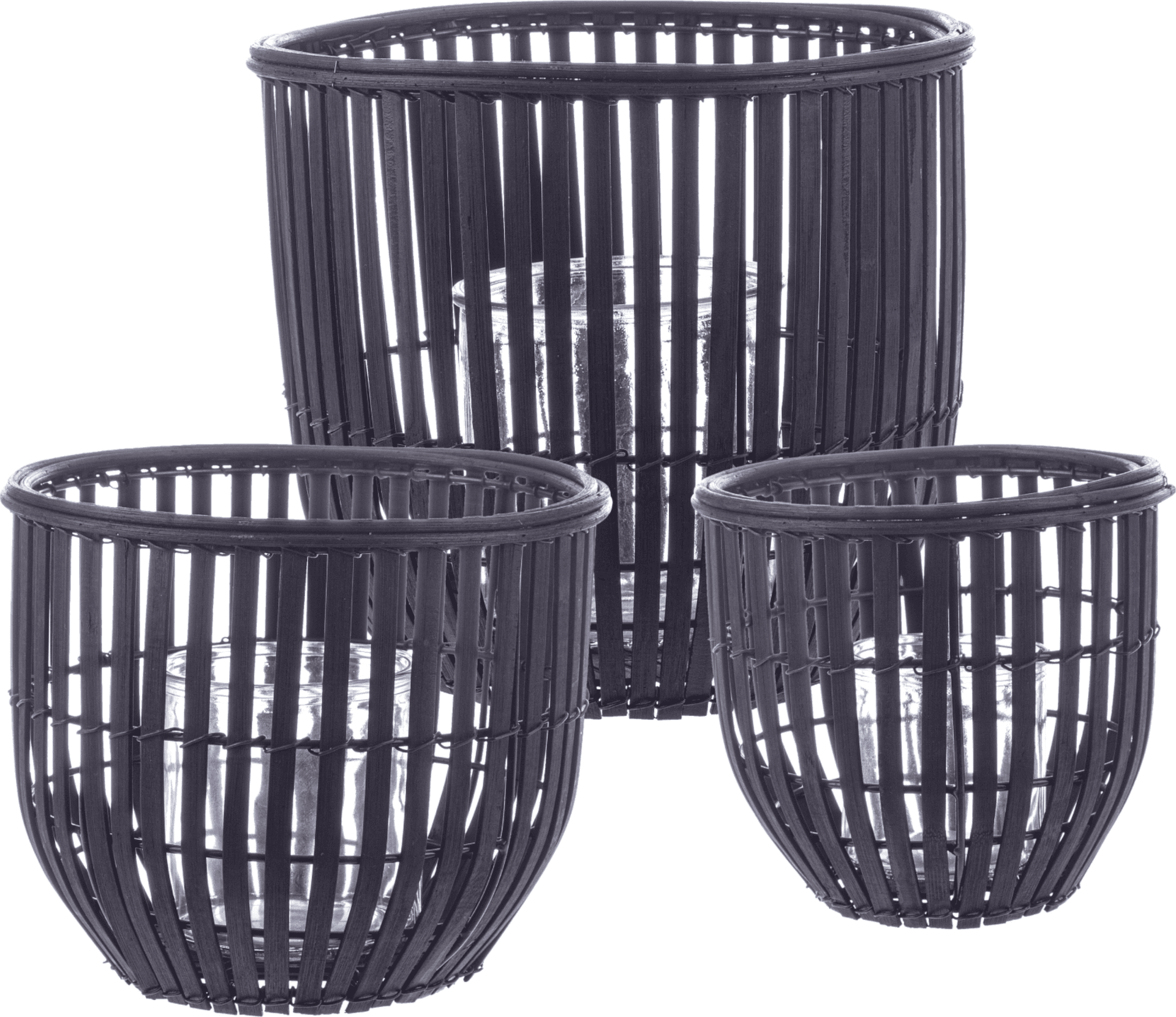 set 3 Porta candela  kenzie to verde fatto con materiale in Legno di bamboo - 8
