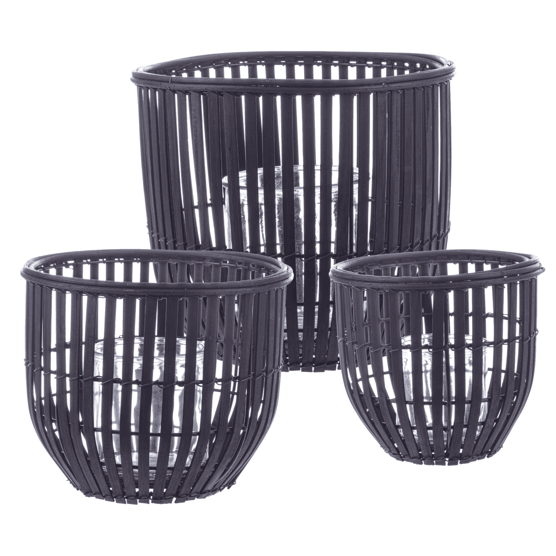 set 3 Porta candela  kenzie to verde fatto con materiale in Legno di bamboo - 8
