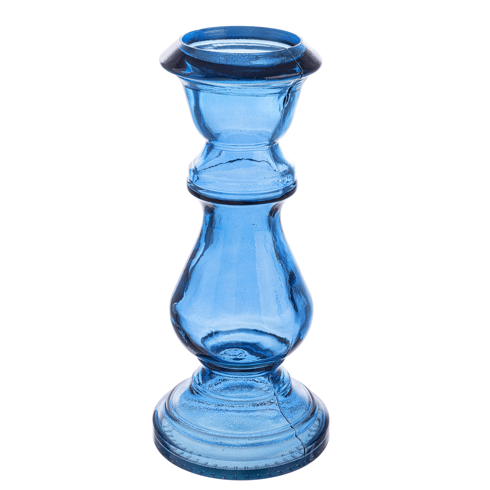 Candelabro in vetro jody blu zaffiro h 40cm prodotto con vetro riciclato - 5