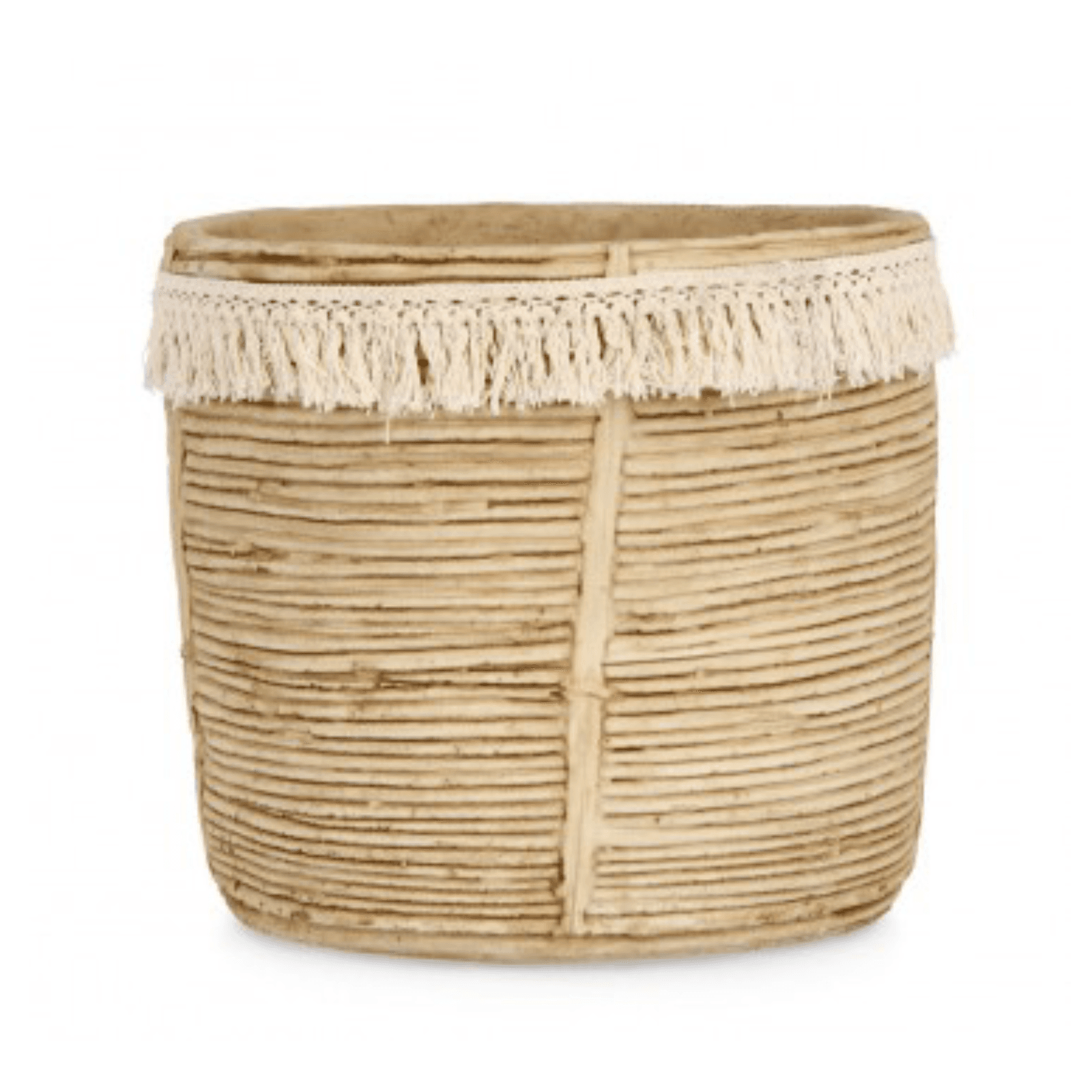 Vaso bolivia naturale cemento con decorazioni in cotone - 3
