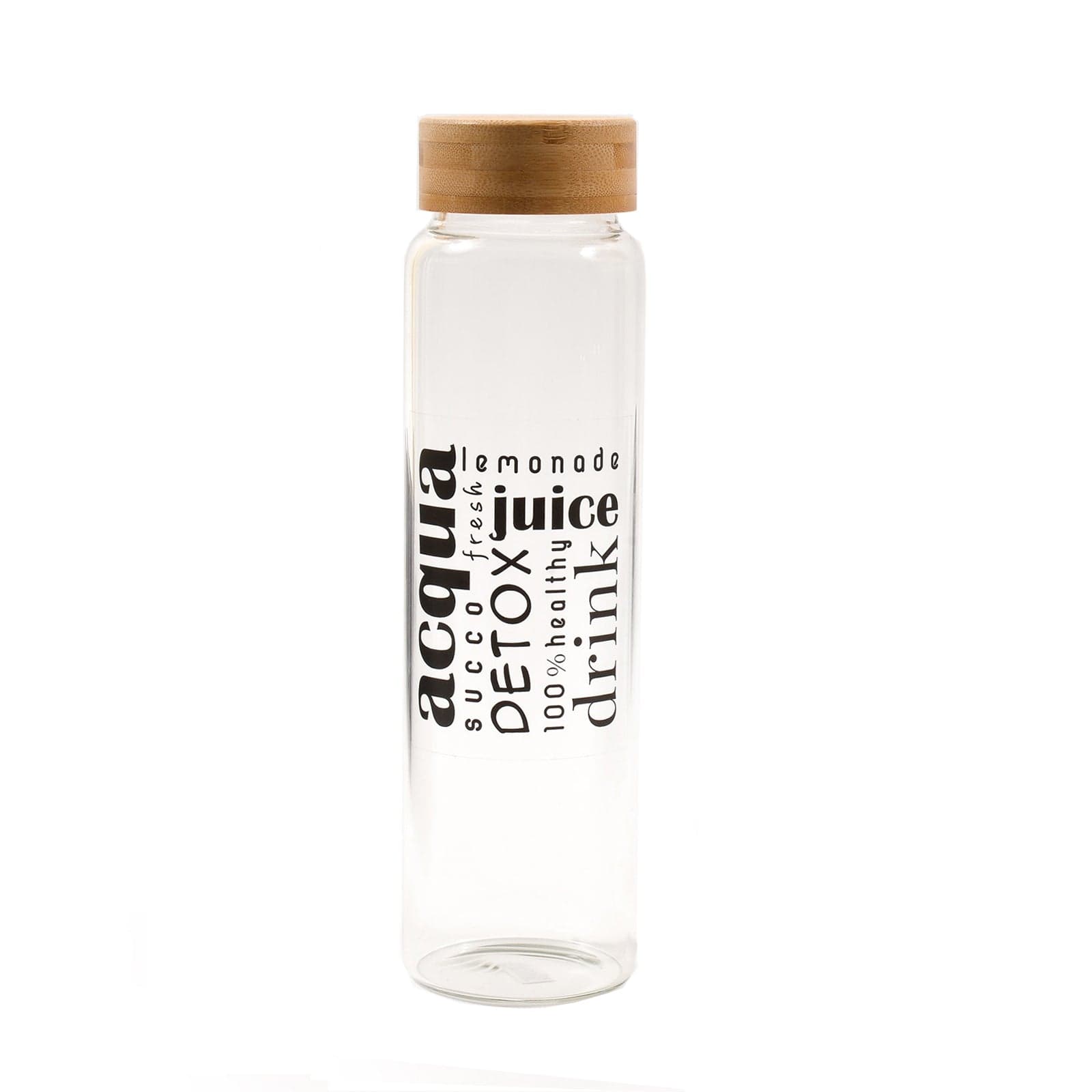 Bottiglia di vetro Borosilicato per acqua con Tappo a vite in Bamboo 1 lt in Damigiane La Zappa - Altamura, commercioVirtuoso.it
