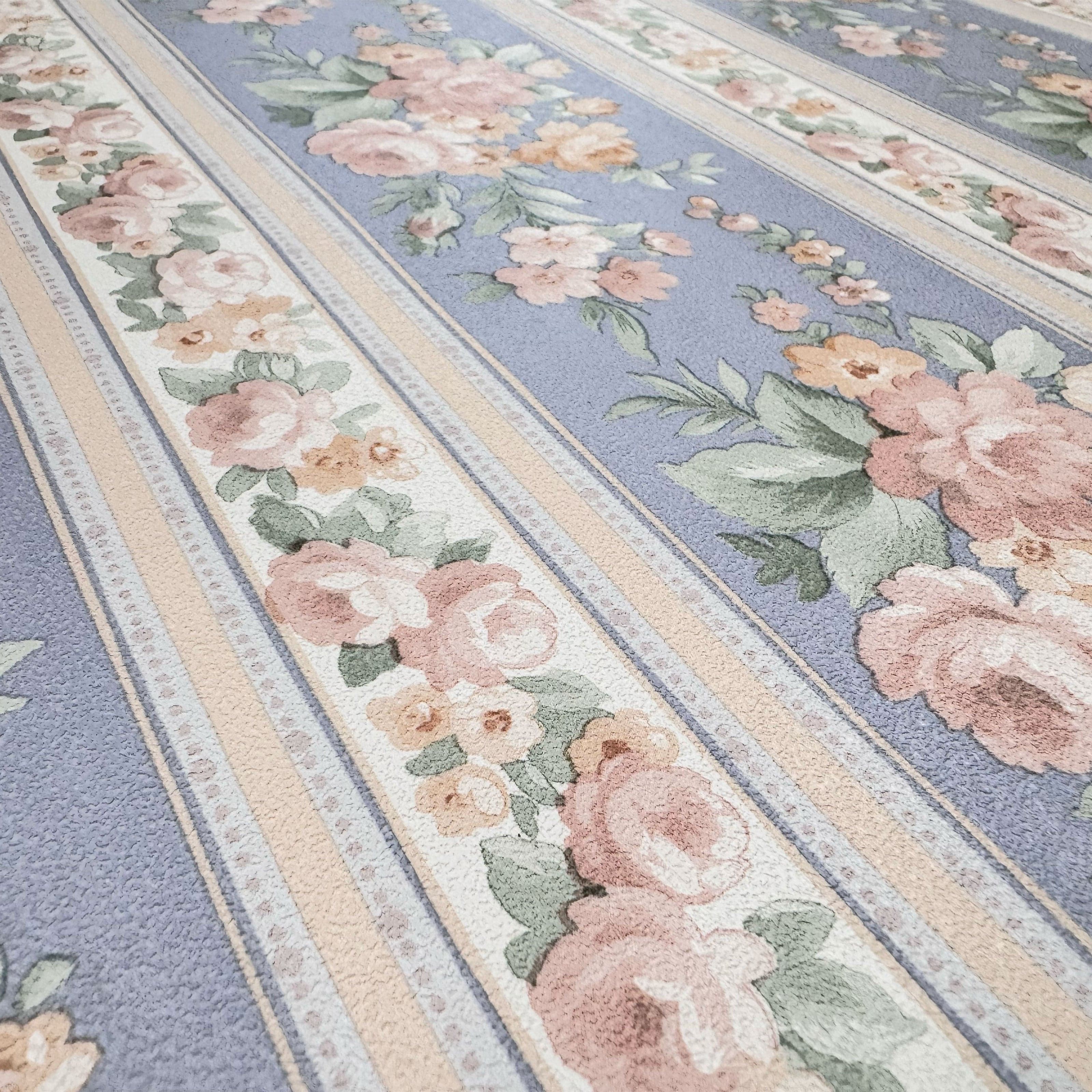 SUPER STOCK €0,56 al mq  - Rotolo da 5,2mq (10x0,52mt) di Carta da Parati vinilica Top Quality lavabile BOUQUET AZZURRO - Eternal Parquet