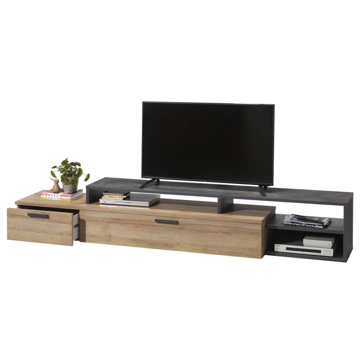Parete attrezzata porta TV con 1 anta e 2 cassetti "Vittoria" 270 cm "Made in Italy"