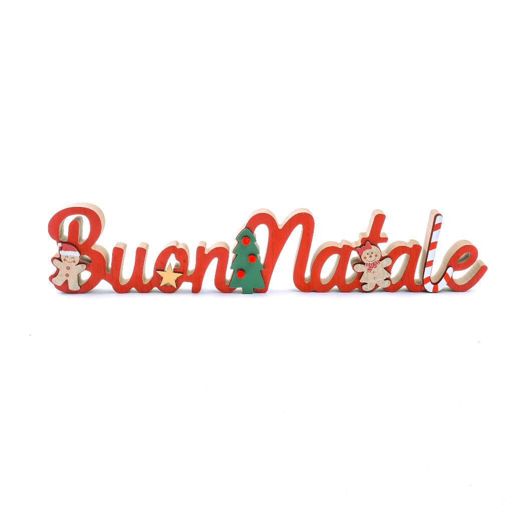 Scritta decorativa "Buon Natale" in legno per decorazione natalizia - 5