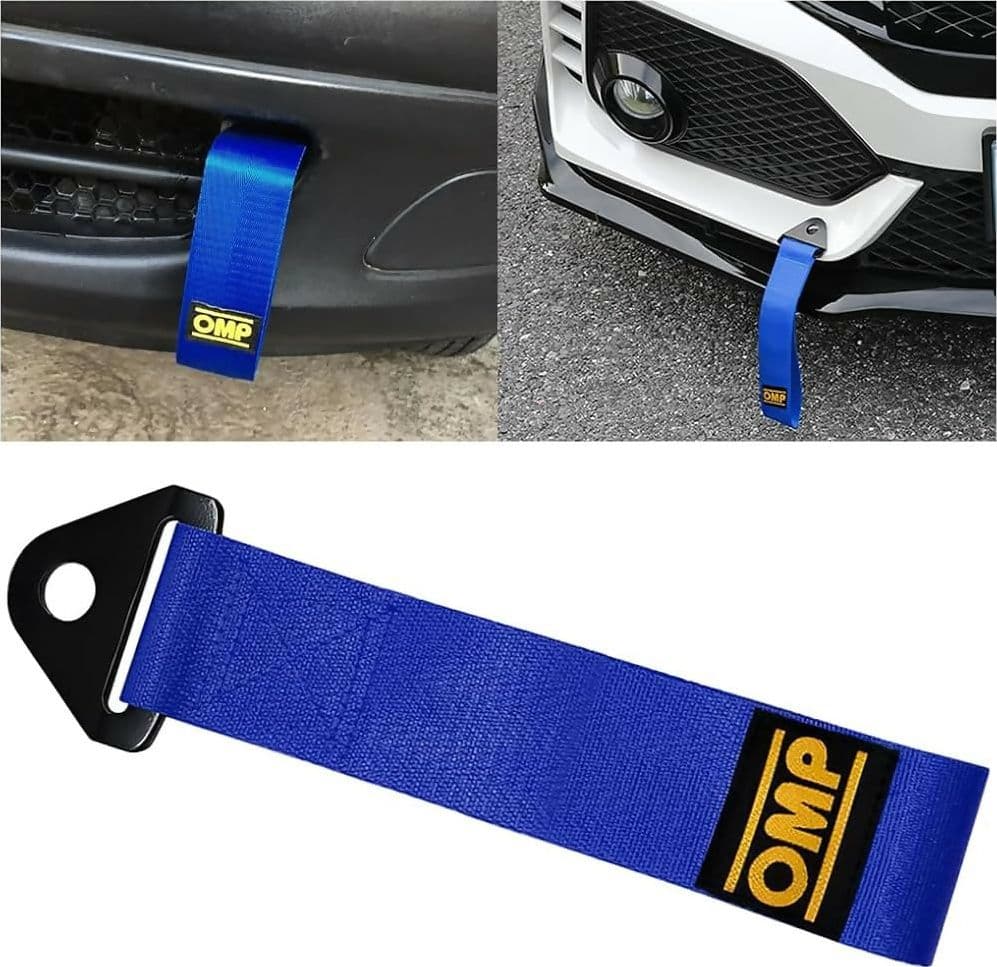 Cinghia Gancio Traino OMP Sportiva Racing Rally Blu Universale Nastro Tessile Strappo Anello Auto MAX 300KG in Tuning acceleratore Solgeny - Besate, commercioVirtuoso.it