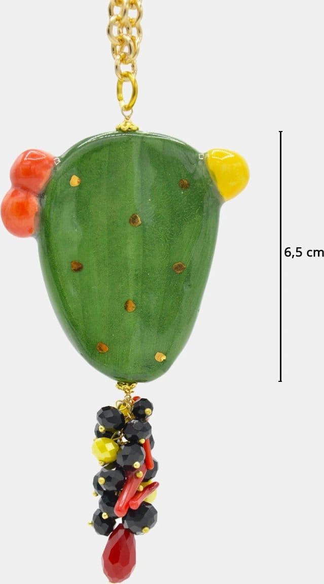 Collana con ciondolo pala fico ceramica | Leclaf Sicily in Collane Leclaf - Napoli, commercioVirtuoso.it
