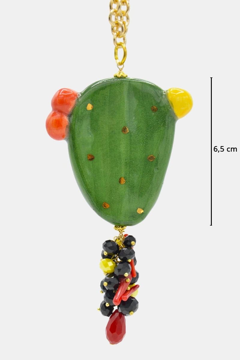 Collana con ciondolo pala fico ceramica | Leclaf Sicily in Collane Leclaf - Napoli, commercioVirtuoso.it