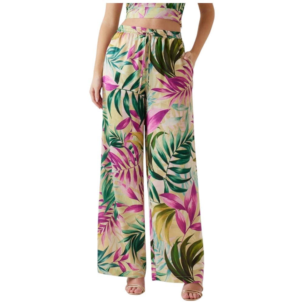 Guess pantalone jogger wide leg tropical Ines W5GB11 WH9C2 P8FY Pantaloni Guess