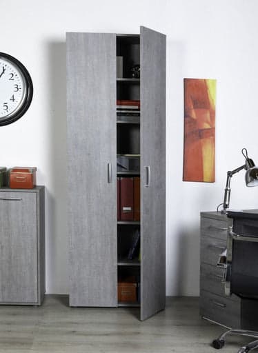 Armadio in legno h 200 cm 2 ante con cassetti colorazione Cemento, scarpiera alta a 6 ripiani in Armadi Decor Space - Altamura, commercioVirtuoso.it