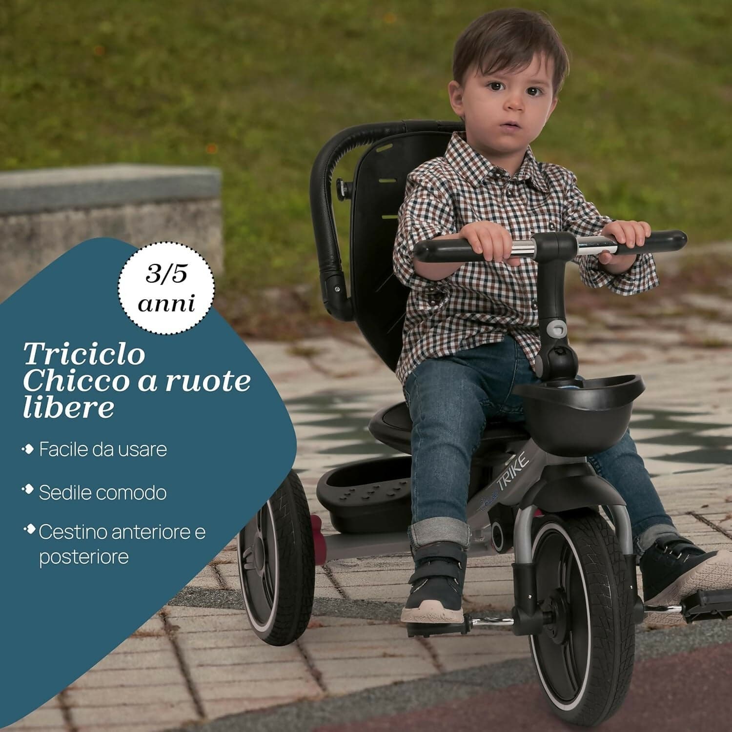 CHICCO Triciclo Evolutivo Bambini 4in1 segue la crescita del bambino - Telaio in Metallo - Ruote in Gomma EVA - Cintura a 4 Punti - Maniglione Telescopico e Cappottina Rimovibili - Passeggino con Seduta Reversibile - Cestino - colore BEIGE in Bici per bambini Sanitaria Gioia del Bimbo - Villa San Giovanni, commercioVirtuoso.it