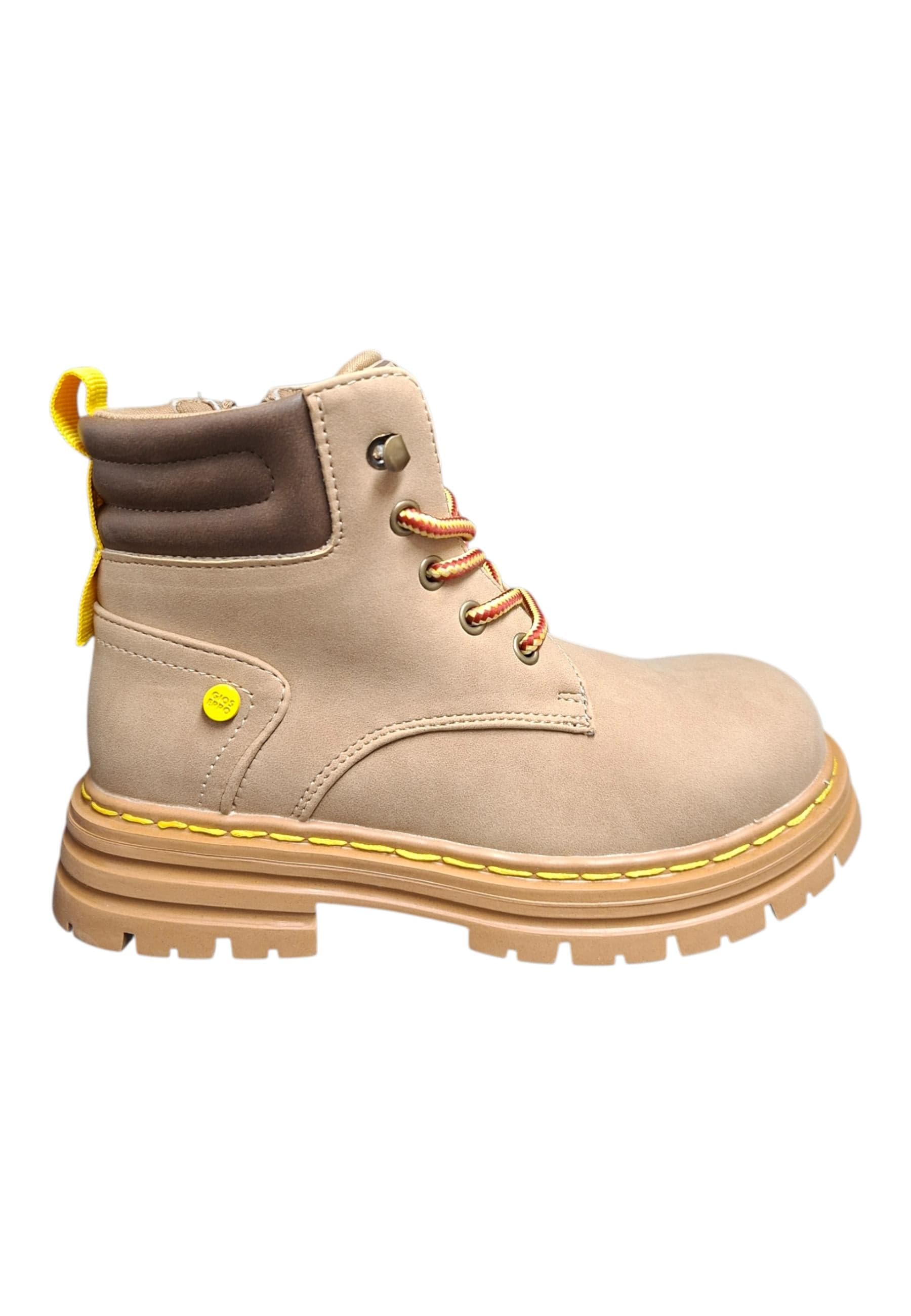 Boscaiolo bambino Gioseppo Ruxley camel marrone pelle lacci casual style - 6