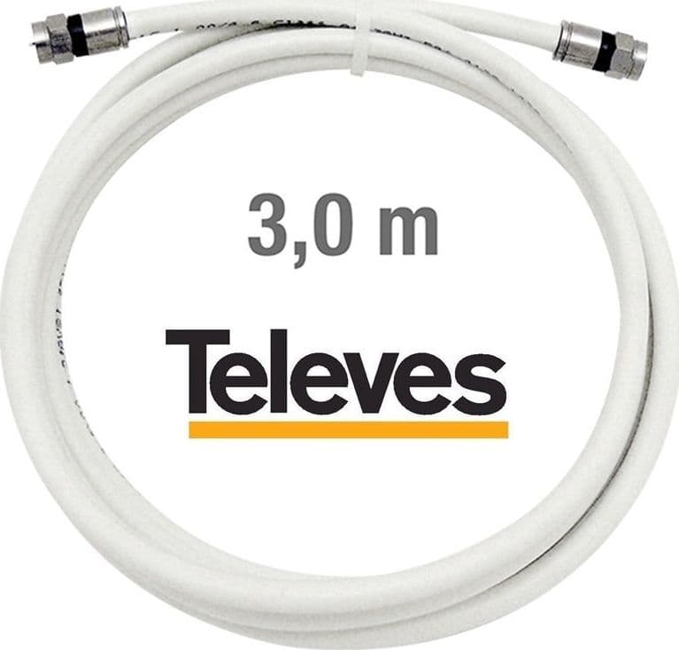 Cavo coassiale SAT con connettori F a compressione 3 Mt. TELEVES