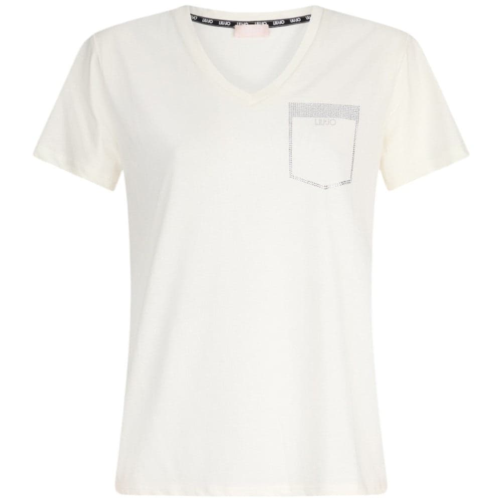 Liu Jo t-shirt panna con strass TA5172JS923 M9129 T-shirt Liu Jo