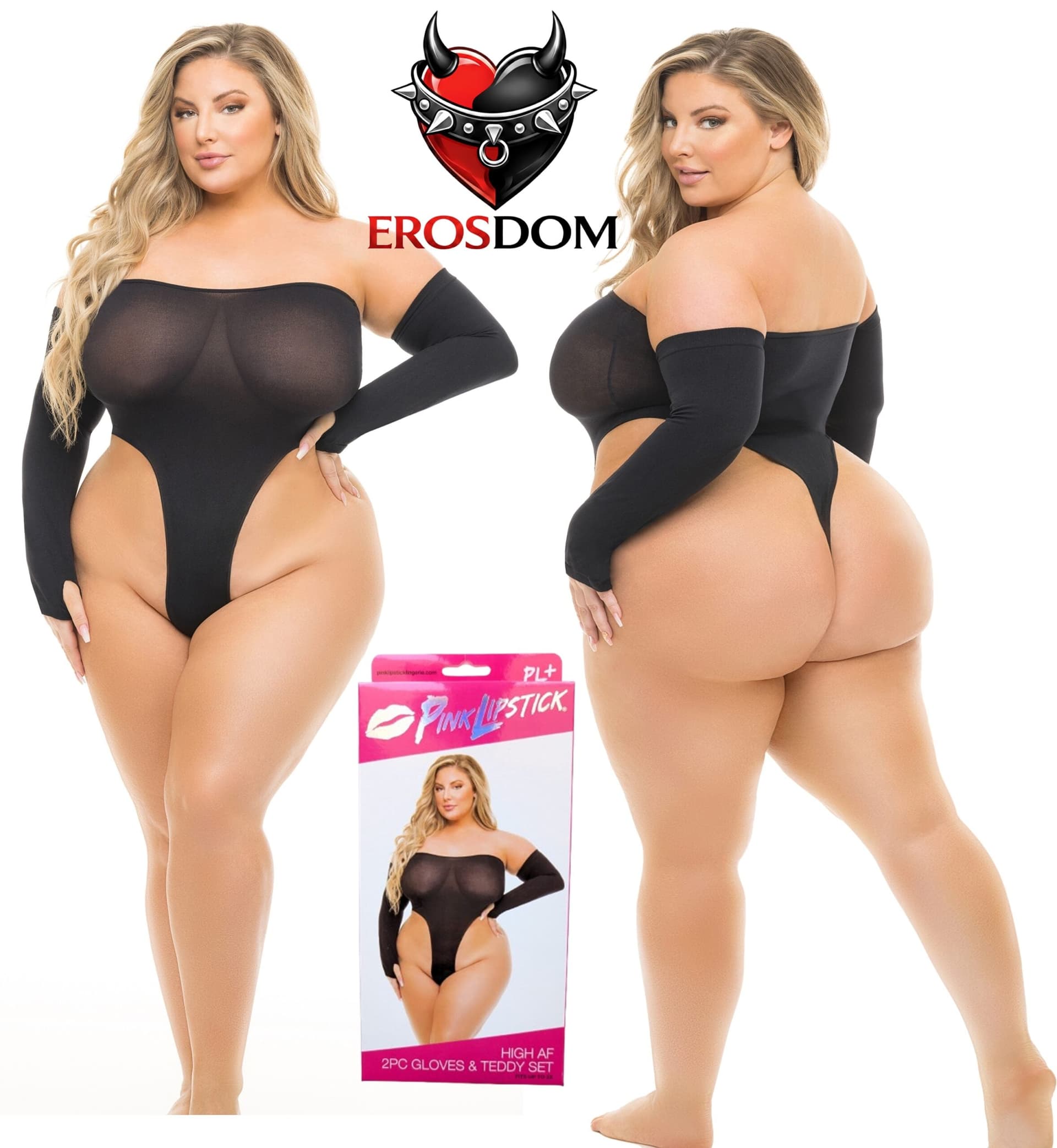 Premium Body & guanti Lingerie Sexy Teddy Nero Plus Size XL 2XL 3XL in prodotto Erosdom - Palmi, commercioVirtuoso.it