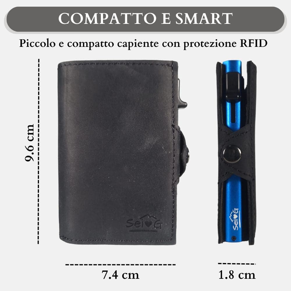 Sei G portacarte safe magnetic royal con custodia in pelle nera Portafogli SEI G