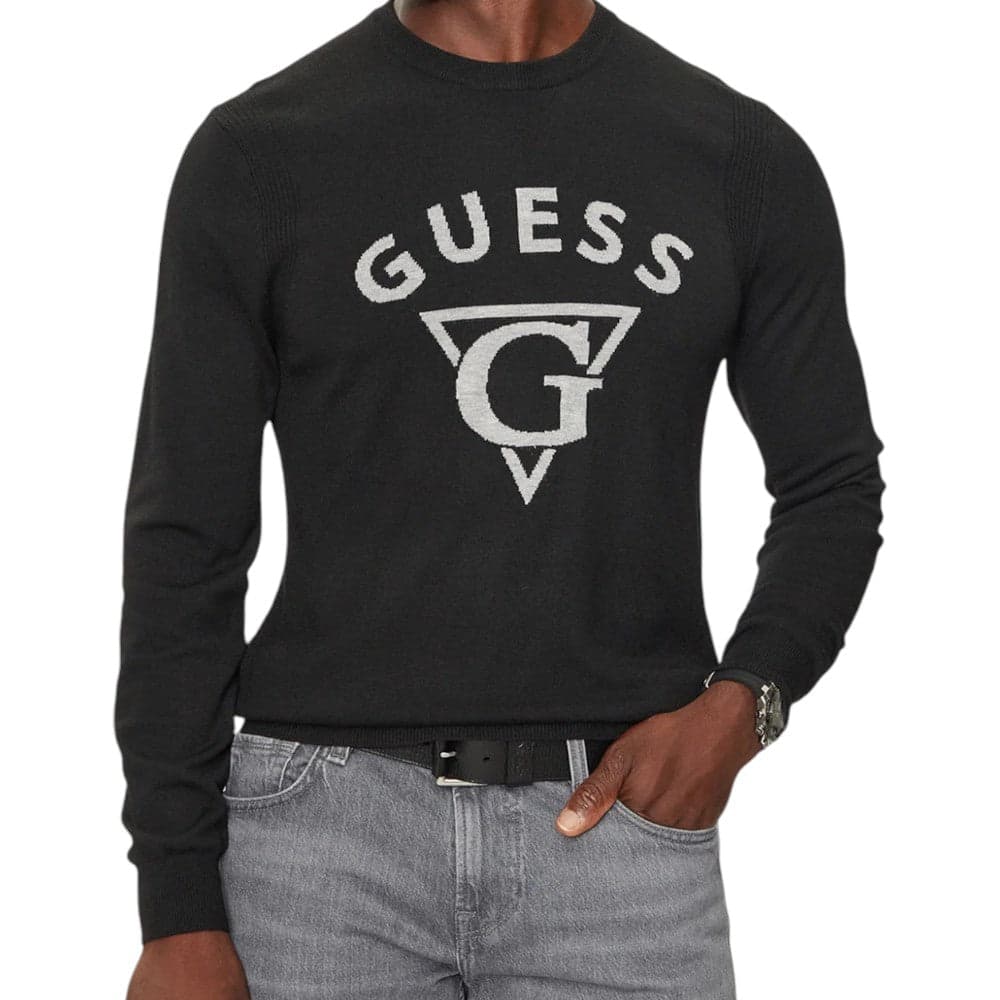 Guess pullover nero logo jacquard Edgar M4BR06 Z3H82 JBLK in Felpe senza cappuccio Prodotti di Classe - Nocera Superiore, commercioVirtuoso.it