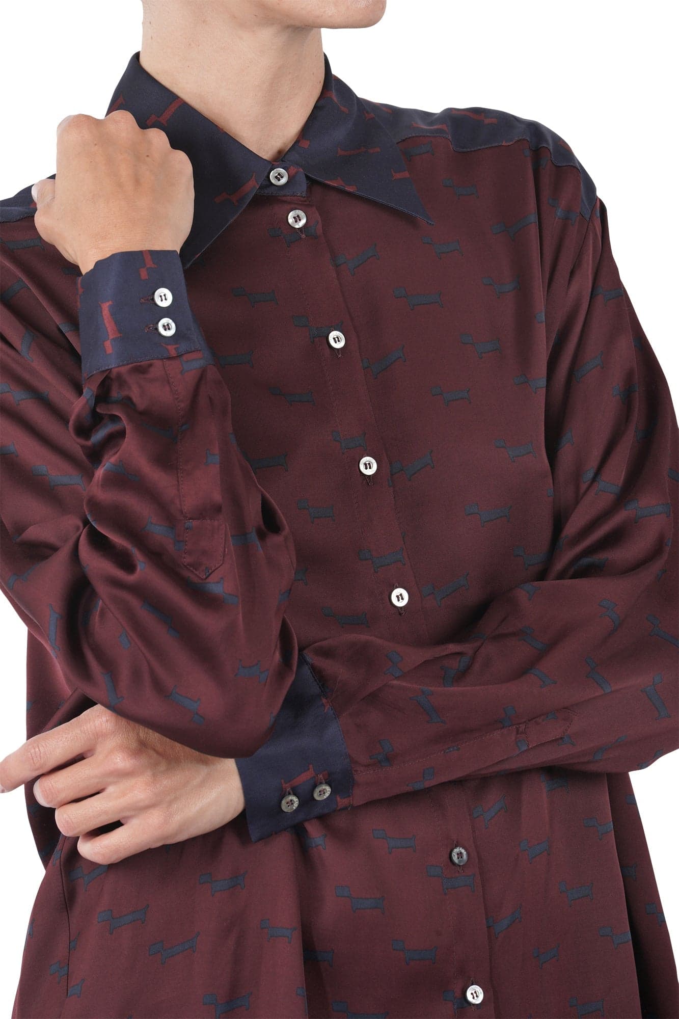 OTTOD'AME Ottod'ame - Camicia - 461357 - Bordeaux/Blu da donna in Bluse e camicie Drestige - Casamassima, commercioVirtuoso.it
