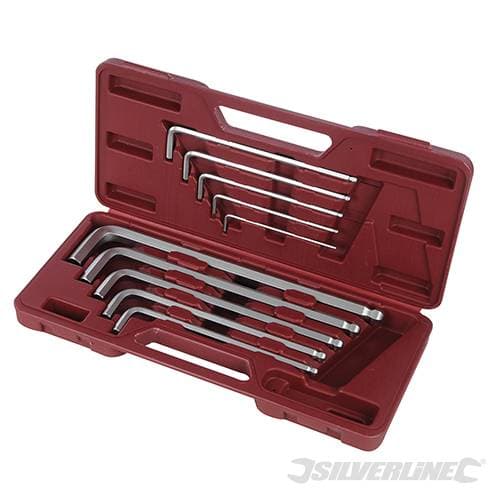 Chiave Silverline esagonale brugola set 10pz a sfera 3 a 17mm meccanica Nuovo