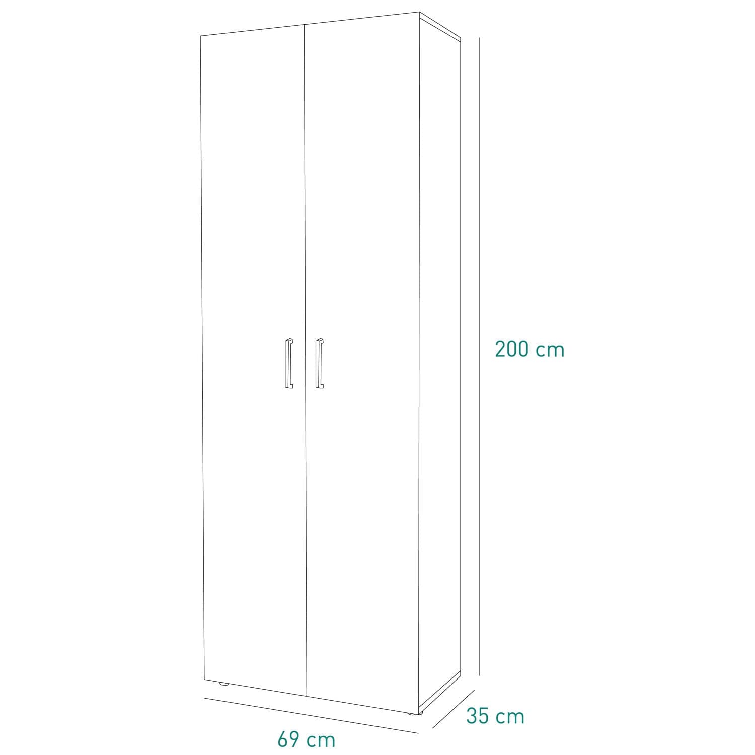 Armadio in legno h 200 cm 2 ante con cassetti colorazione Cemento, scarpiera alta a 6 ripiani in Armadi Decor Space - Altamura, commercioVirtuoso.it