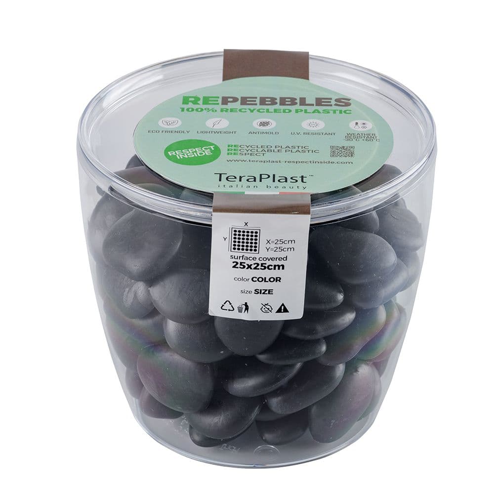Sassi decorativi in plastica riciclata "re-pebbles" ciottoli antiusura da esterno ed interno - 25