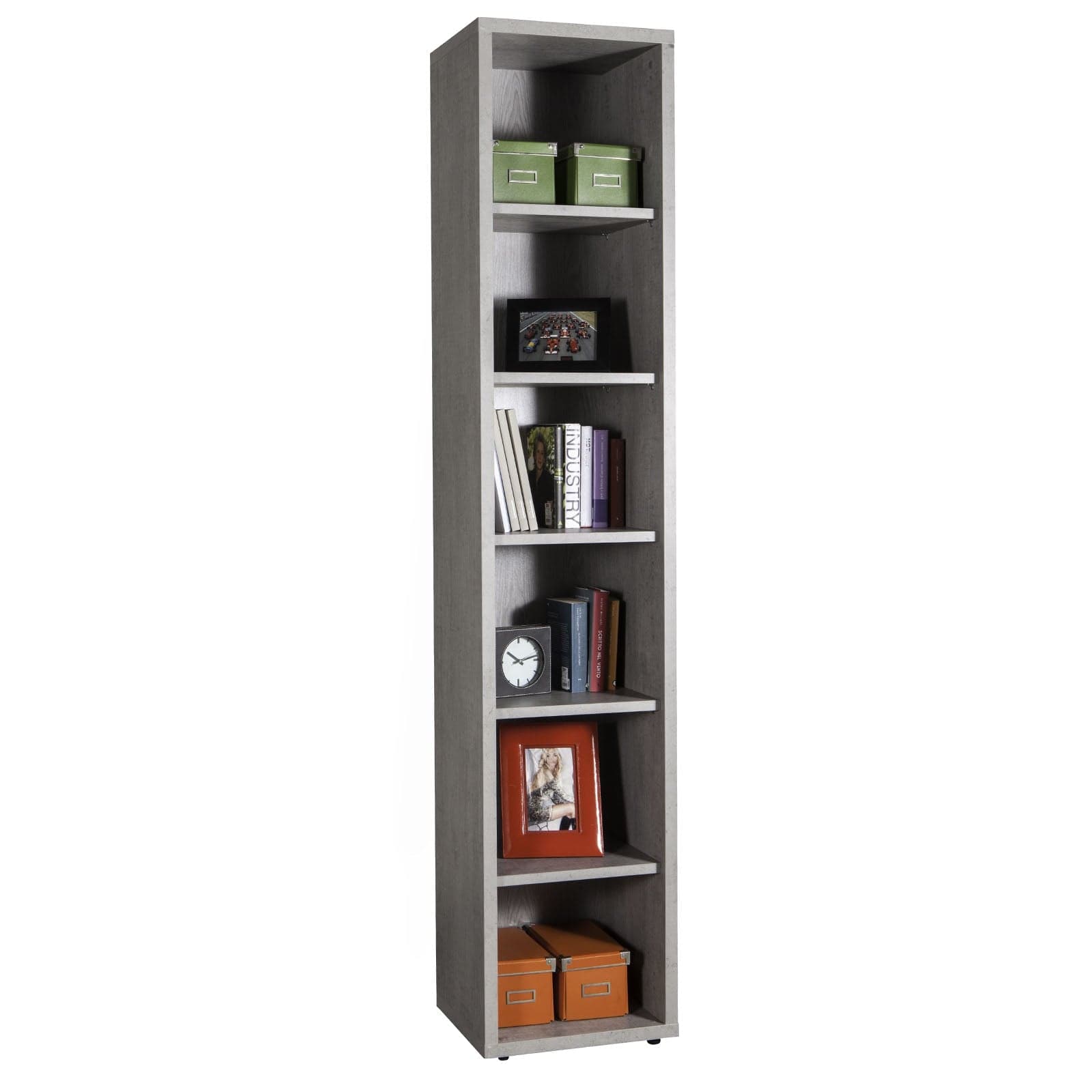 Libreria stretta con 6 ripiani in legno da ufficio e cameretta arredamento "Made in Italy" - 9